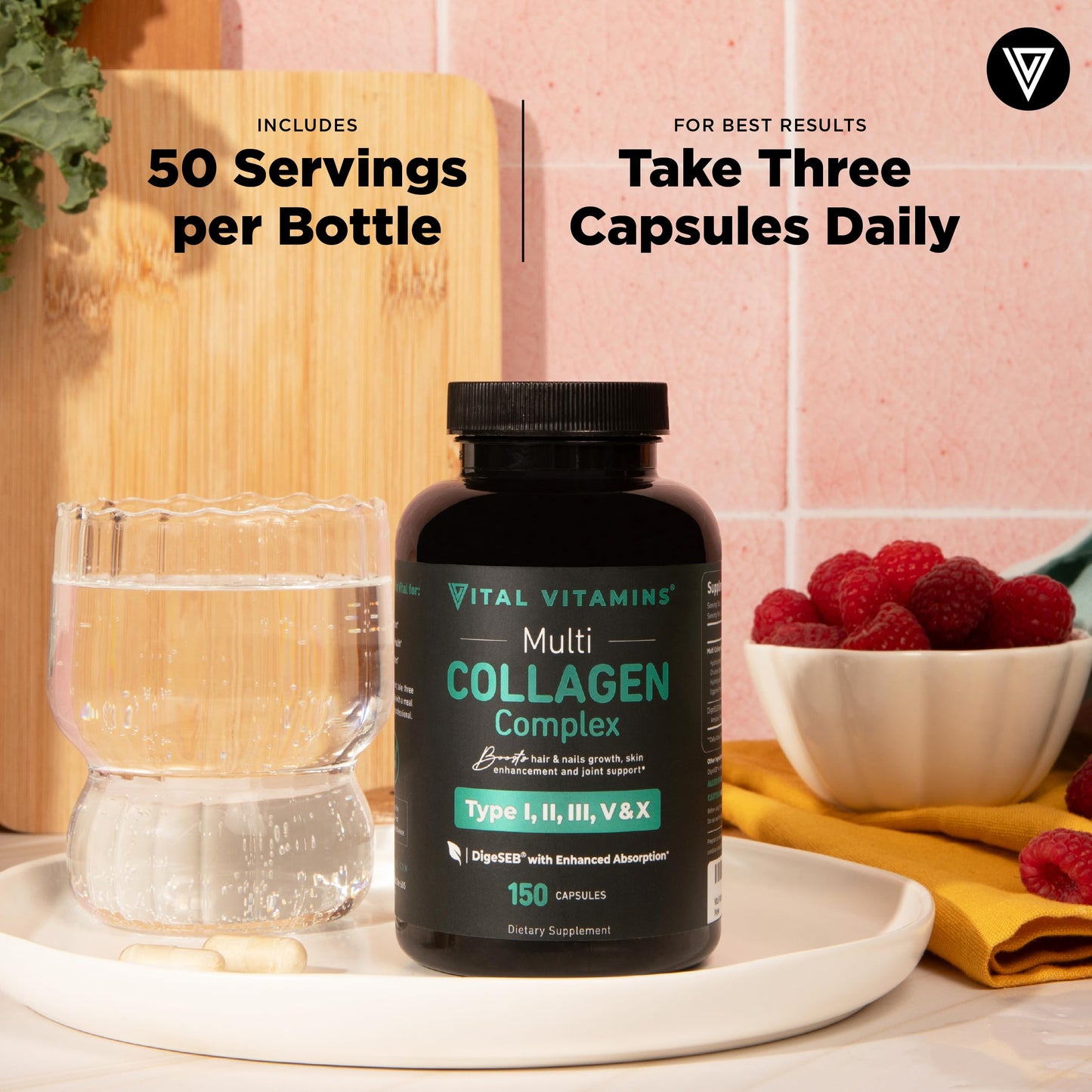 Vital Vitamins Multi Collagen Pills for Women & Men (2-Pack) - Hydrolyzed Collagen Peptides - Type I, II, III, V, X - Grass Fed, Non-GMO Vital Vitamins buy supplements Au