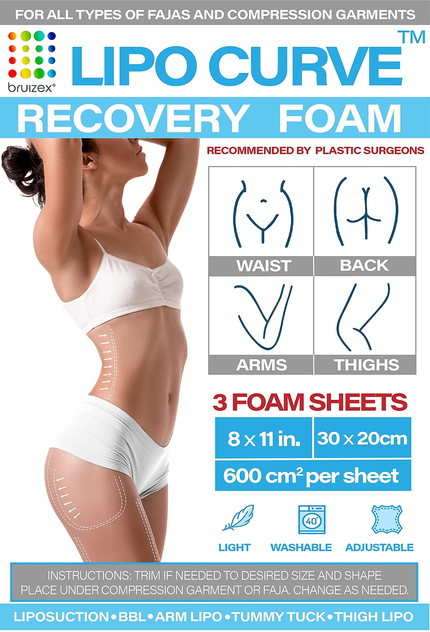 Arnica Montana Bruising & Swelling Cream & LipoCurve Foam Post Surgery Pads Bundle, for Liposuction Post Surgery Recovery & Lymphatic Drainage BruizexBuy Supplements Australia