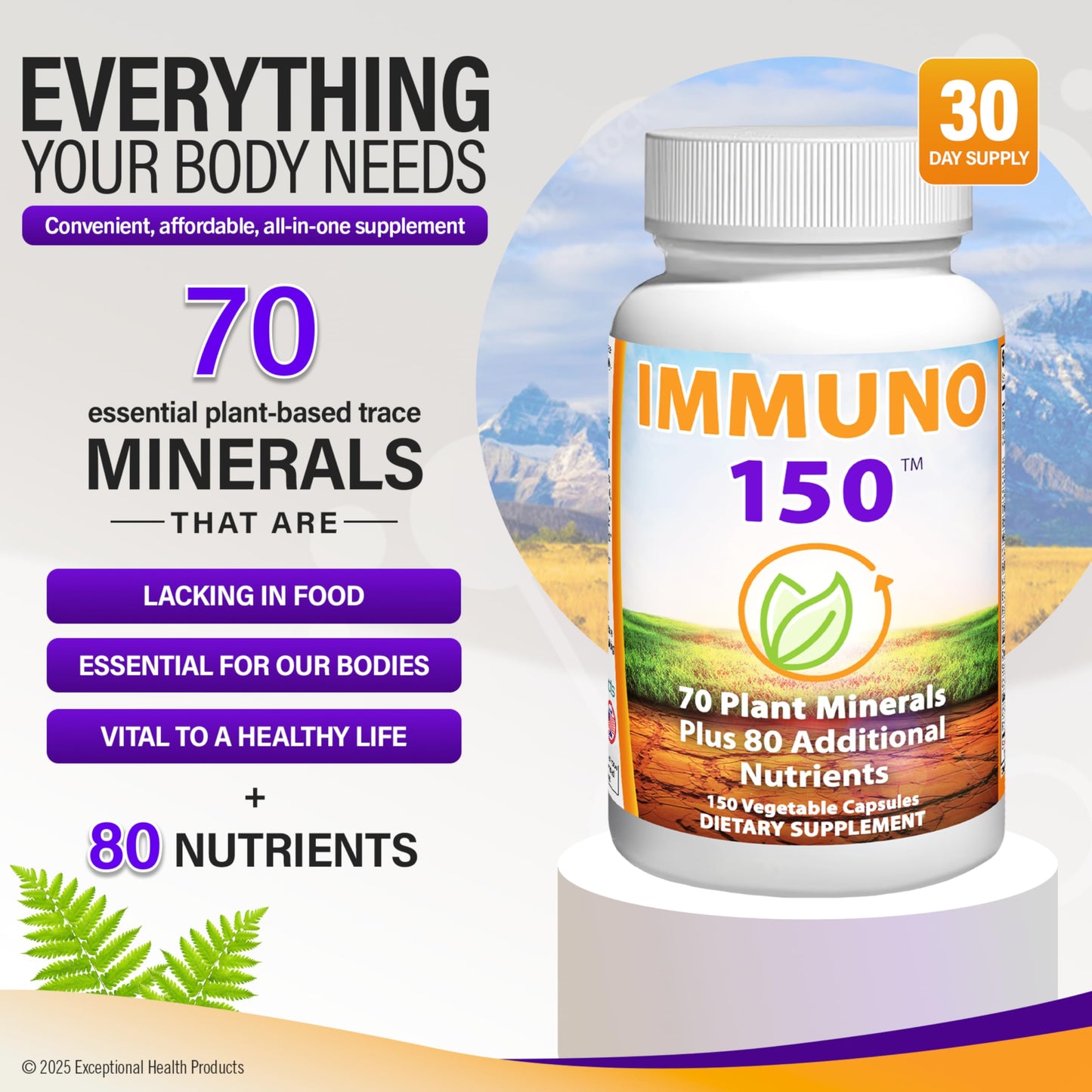 Immuno 150, Immune Support Supplement, Packed with 70 Plant Minerals, 13 Essential Vitamins and 68 Additional Nutrients-150 Vegetable Capsules- Immune Boost for All Age Groups Immuno 150 buy supplements Au