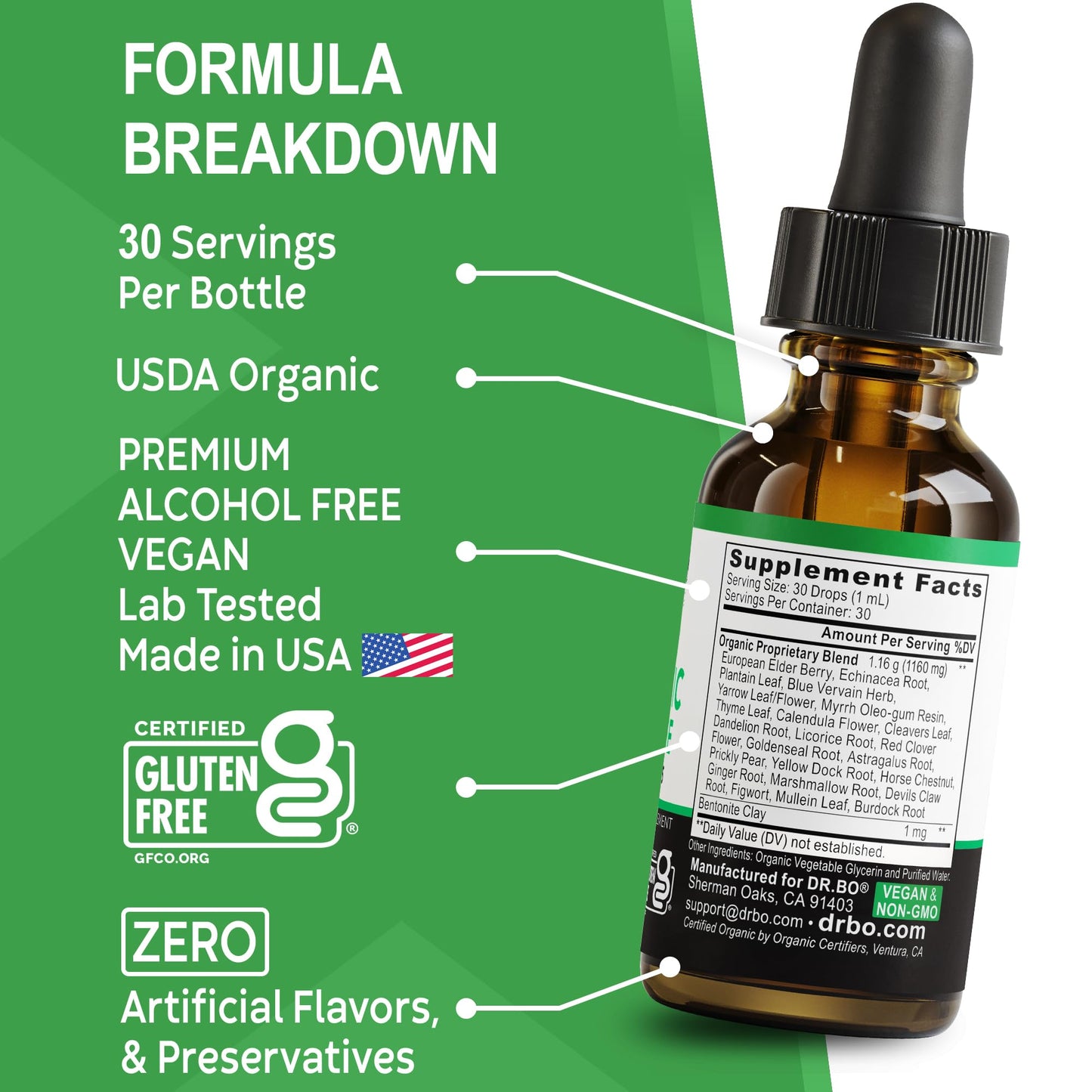 Lymphatic Drainage Supplements Drops - Organic Lymphatic Support Liquid Drops Cleanse with Echinacea, Lymph System Support Supplement, Lymph Node Detox Cleanse System Drainage - 1oz Non-GMO Organics DR. BO buy supplements Au