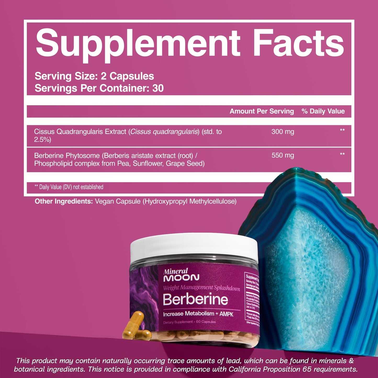 Mineral Moon Premium Berberine Supplement Body Composition, 60 Capsules - with Cissus Quadrangularis & Berberine Phytosome - Supports Overall Wellness Mineral MoonBuy Supplements Australia