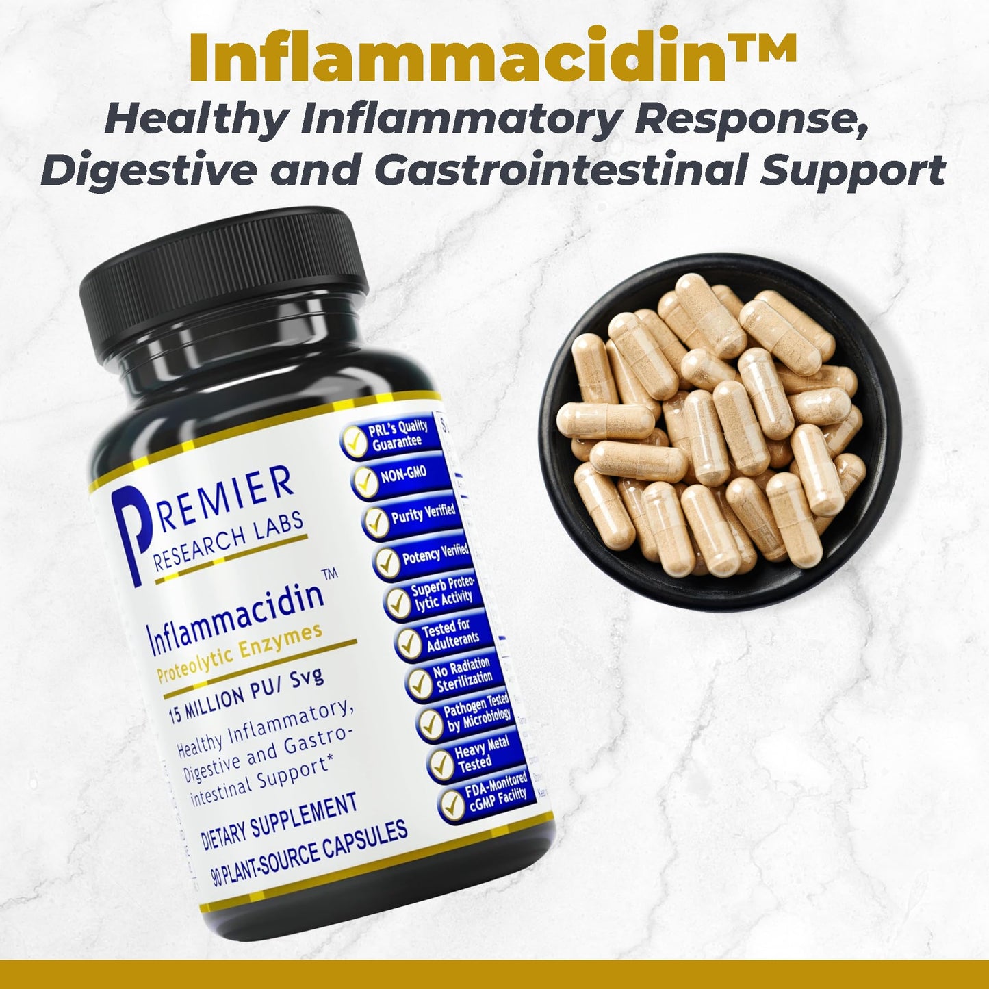 Premier Research Labs Inflammacidin - Digestive Enzymes, Papain from Papaya, and Bromelain Enzymes for Digestion, Plant Enzymes for Women & Men, Vegan Friendly - 90 Vegetarian Capsules Premier Research LabsBuy Supplements Australia
