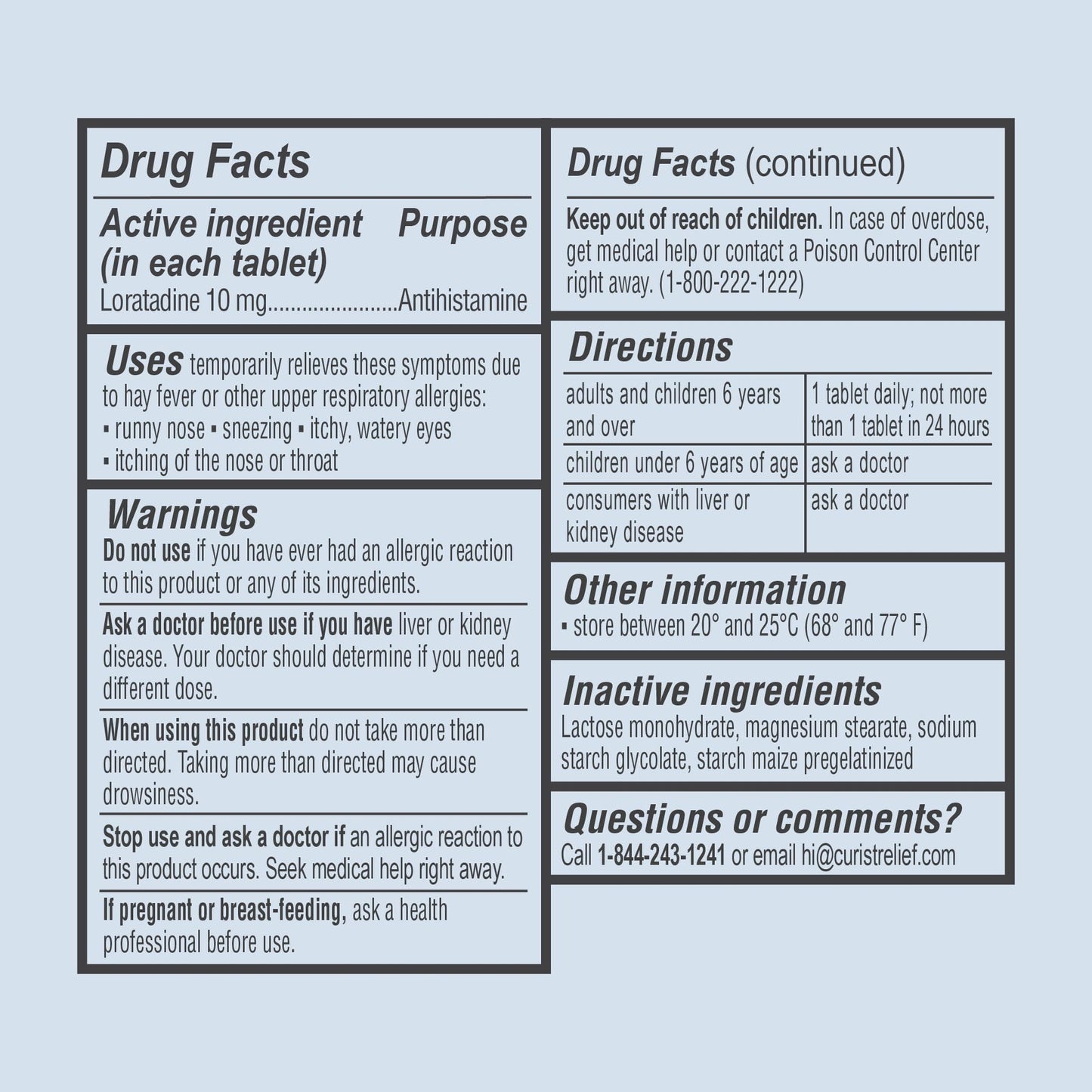 Curist Loratadine 10mg 365 Count - All Day Non Drowsy Allergy Medicine - 24 Hour Antihistamine Tablets for Runny Nose, Itchy Eyes, & Sneezing - Indoor & Outdoor Allergy Medicine for Adults Curist buy supplements Au