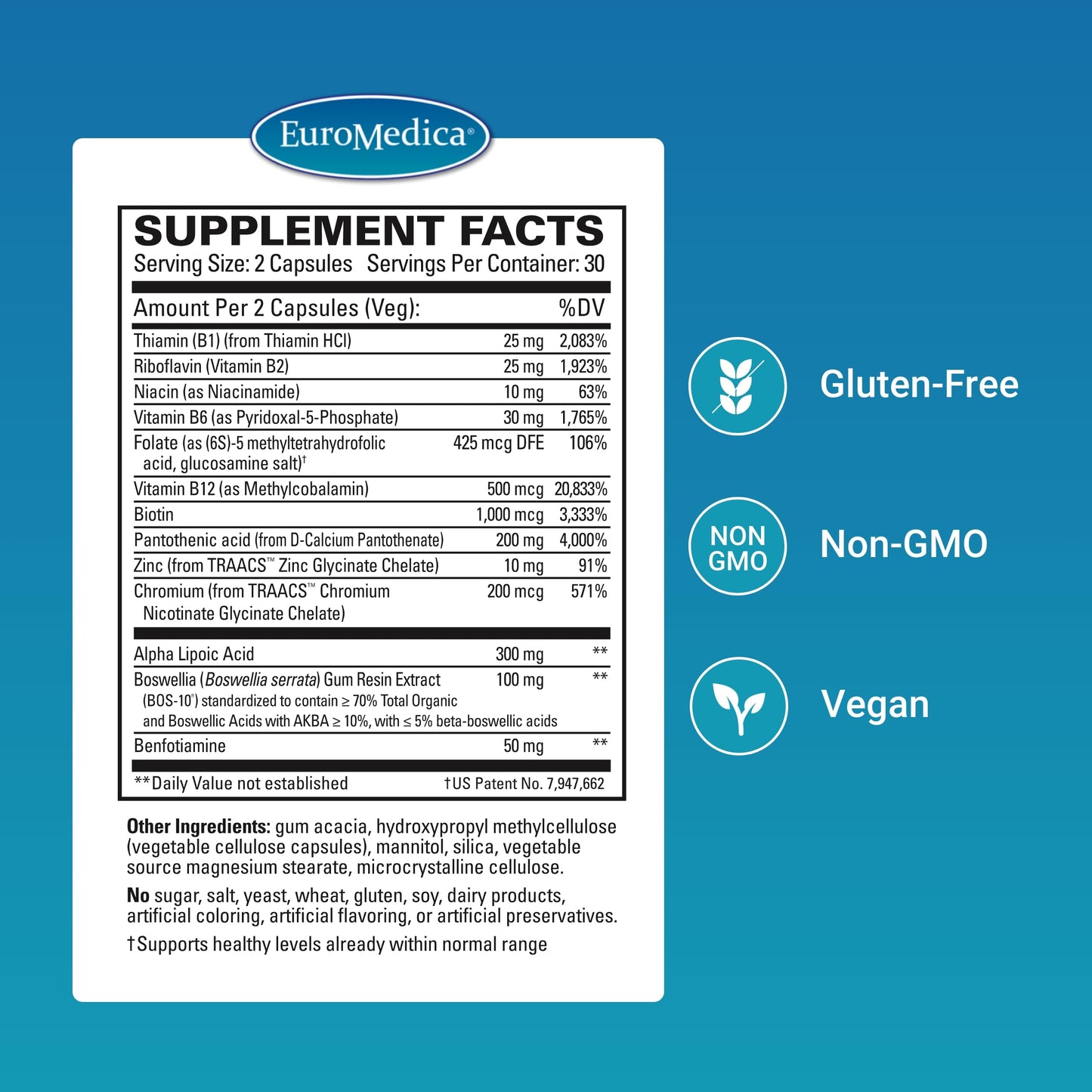 EuroMedica Nerve Complex - Herbal Supplement with Bioactive Vitamin B12 - Circulation & Nerve Health Support Supplement - Vegan Capsules with Boswellia Serrata - 60 Capsules, 2 Pack (120 Capsules) EuroMedicaBuy Supplements Australia