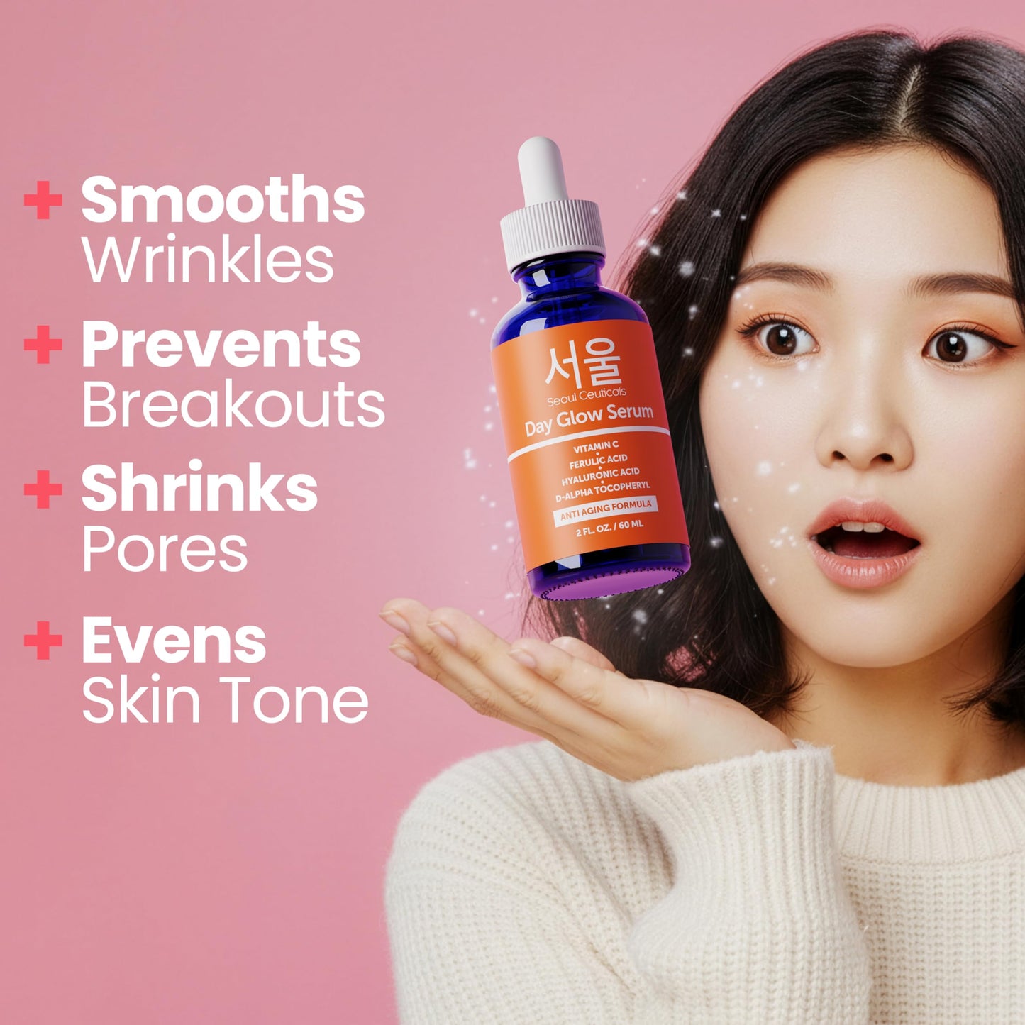 SeoulCeuticals Korean Skin Care 20% Vitamin C Hyaluronic Acid Serum + CE Ferulic Acid