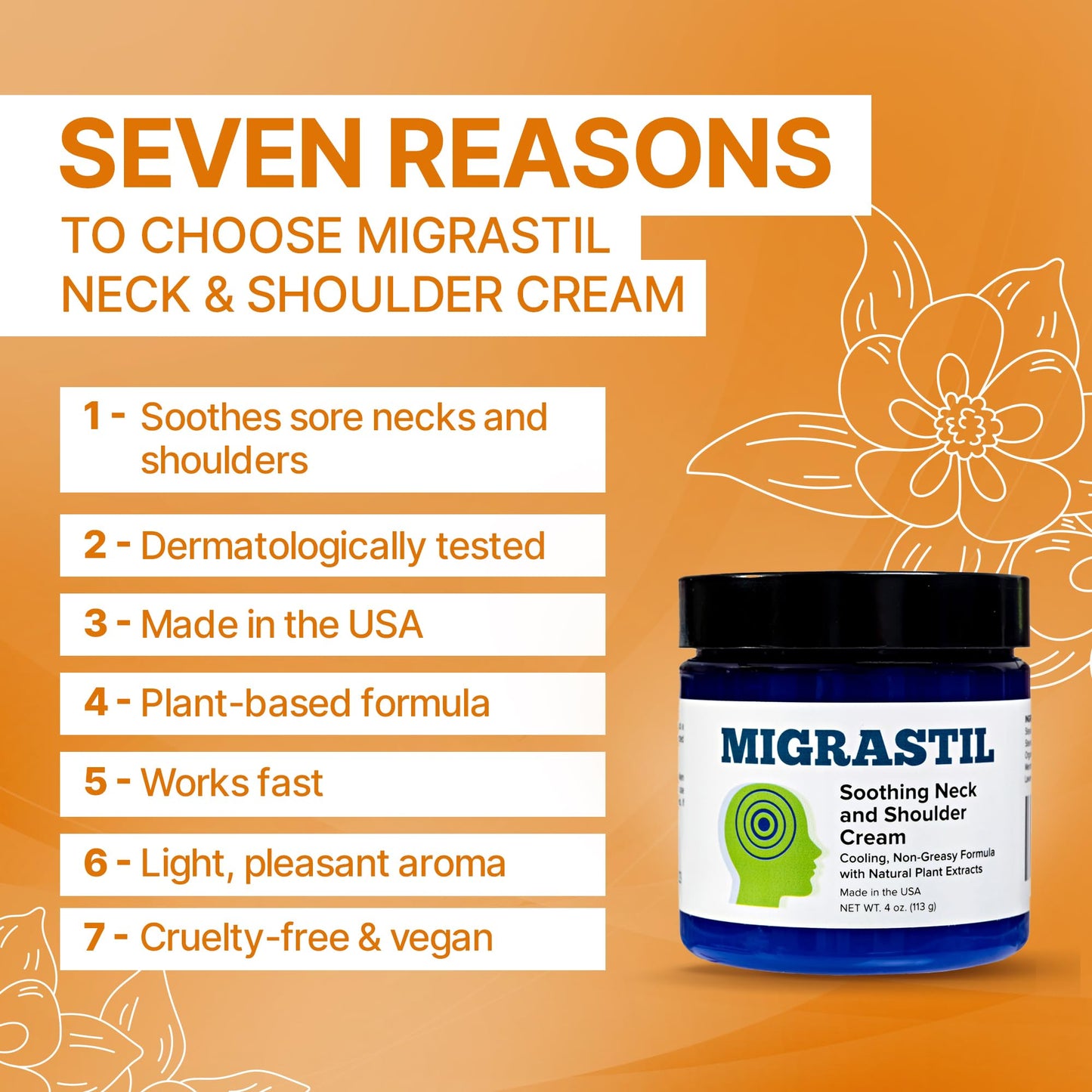 Basic Vigor Migrastil Neck & Shoulder Cream. Cooling Comfort for Migraines, Tech Neck & Tension. (4 oz.) Made in The USA. Basic VigorBuy Supplements Australia