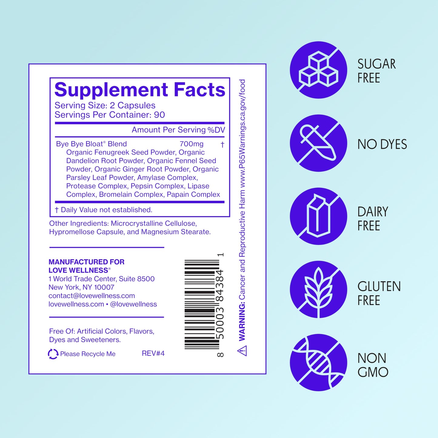 Love Wellness Bye Bye Bloat, Digestive Enzymes | Bloating Relief for Women | Help Reduce Gas Relief & Water Retention | Supports Digestive Health with Fenugreek & Dandelion | 180 Count Love Wellness buy supplements Au