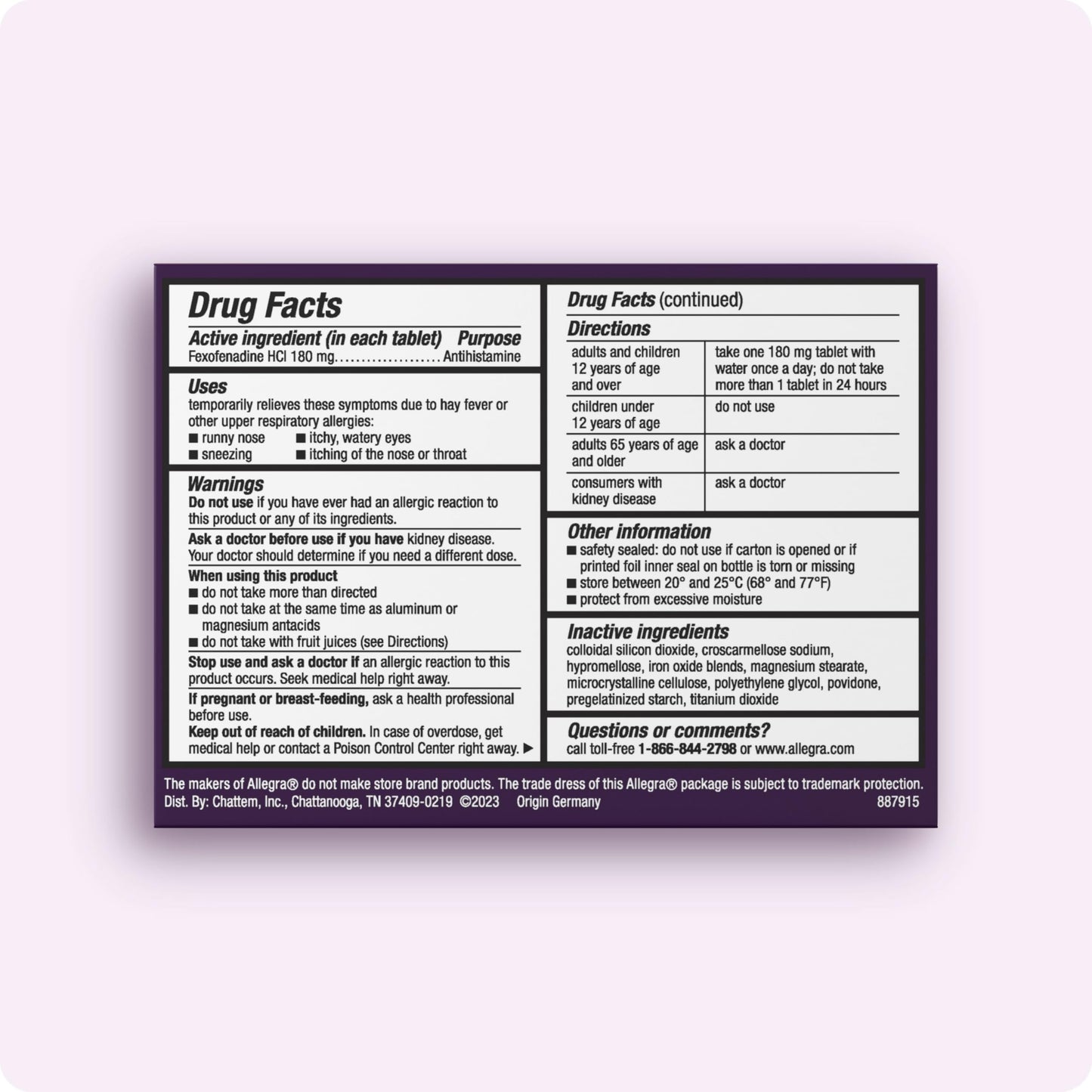 Allegra Adult 24-Hour Allergy Relief Tablets, Non-Drowsy Indoor and Outdoor Allergy Medicine, 180 mg Fexofenadine HCI Antihistamine Pill, 100-Count Allegra buy supplements Au