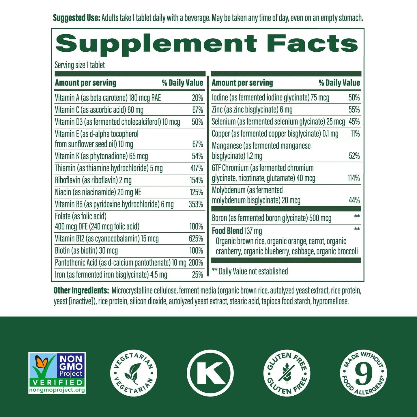 MegaFood One Daily Multivitamin for Women and Men, Immune Support Supplement with Real Food, Vitamin C & Vitamin B, Bone Health MegaFood