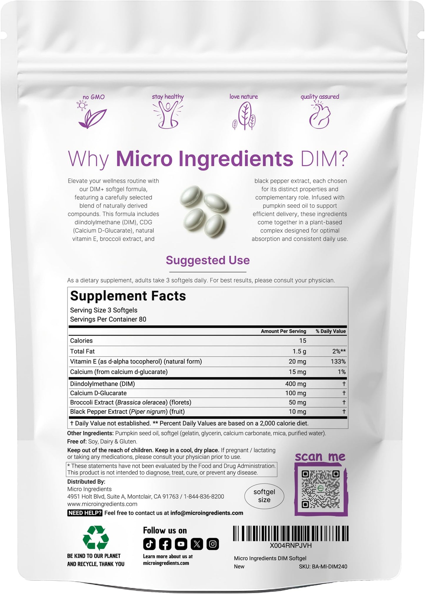 Micro Ingredients DIM+ Supplement 400mg for Men & Women | 240 Softgels with Pumpkin Seed Oil | Highly Bioavailable 7-in-1 Complex with Vitamin E, CDG, Broccoli & Black Pepper Extract Micro IngredientsBuy Supplements Australia