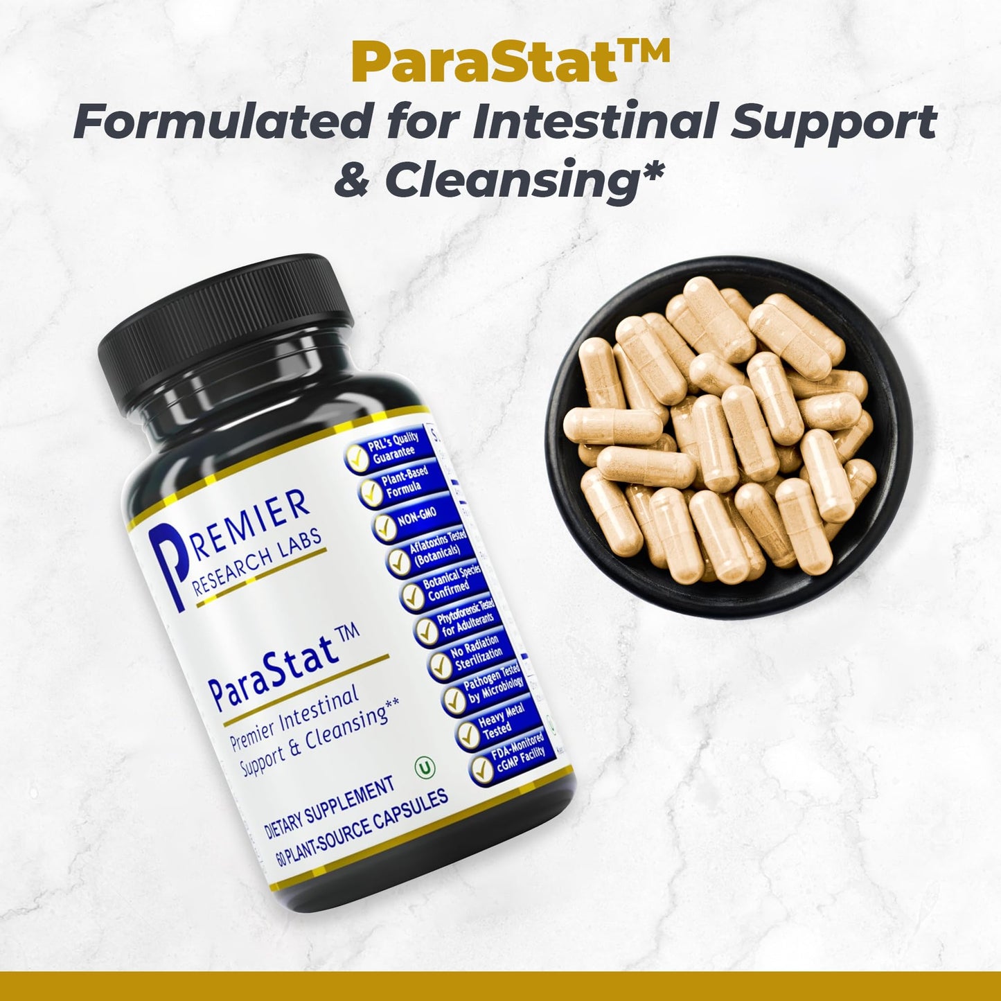 Premier Research Labs ParaStat - Intestinal Cleanse, Natural Gut Cleanse for Women & Men, Support for Colon Detox, Bloating, Digestion & Constipation - 90 Capsules (30 Day Supply) Premier Research LabsBuy Supplements Australia