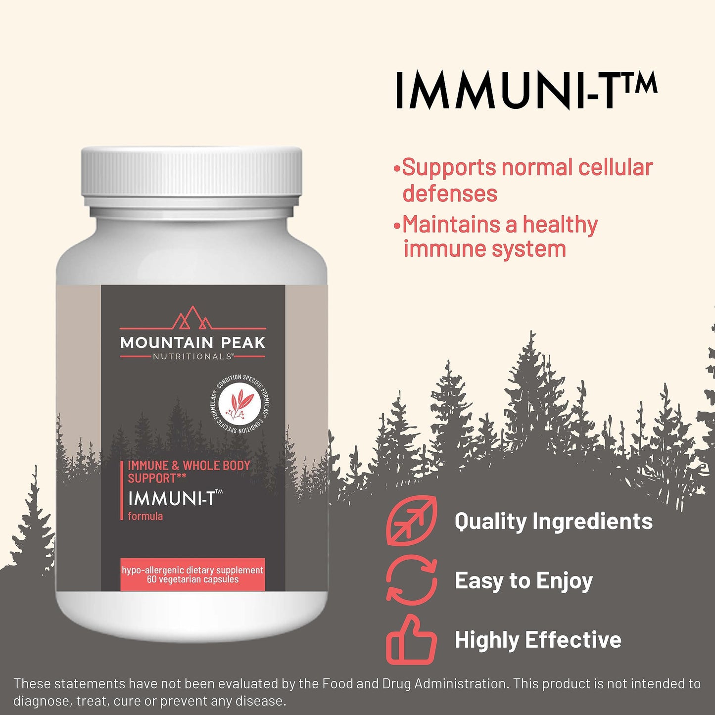 Mountain Peak Nutritionals Immuni-T Advanced Immune Support Supplement - 4-in-1 Formula with Vitamin C, A, Zinc, & Mushroom Blend - Daily Wellness & Seasonal Defense (60 Vegetarian Capsules) Mountain Peak NutritionalsBuy Supplements Australia