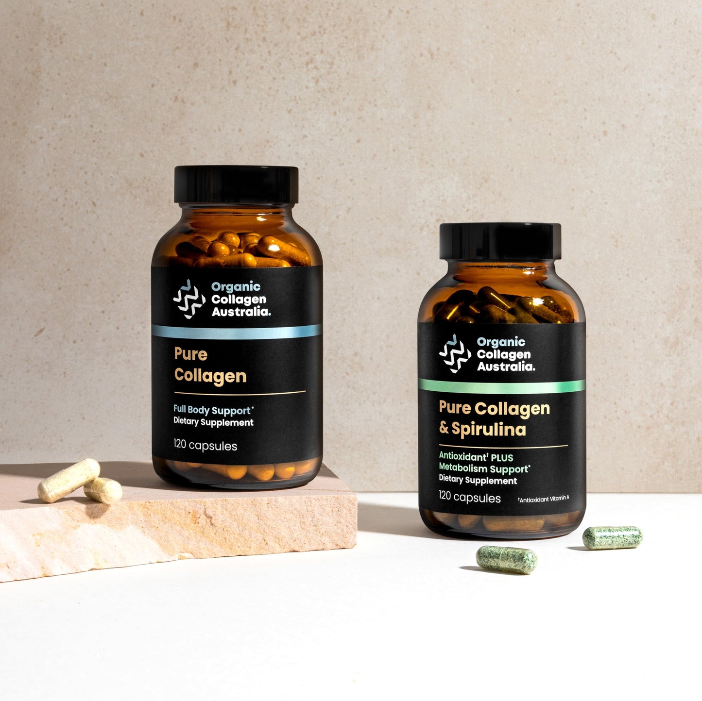 Organic Collagen Australia Pure Collagen & Spirulina Capsules – Antioxidant-Rich Supplement for Skin Elasticity, Joint Health, Metabolism Support & Energy (120 Capsules) Organic Collagen Australia buy supplements Au