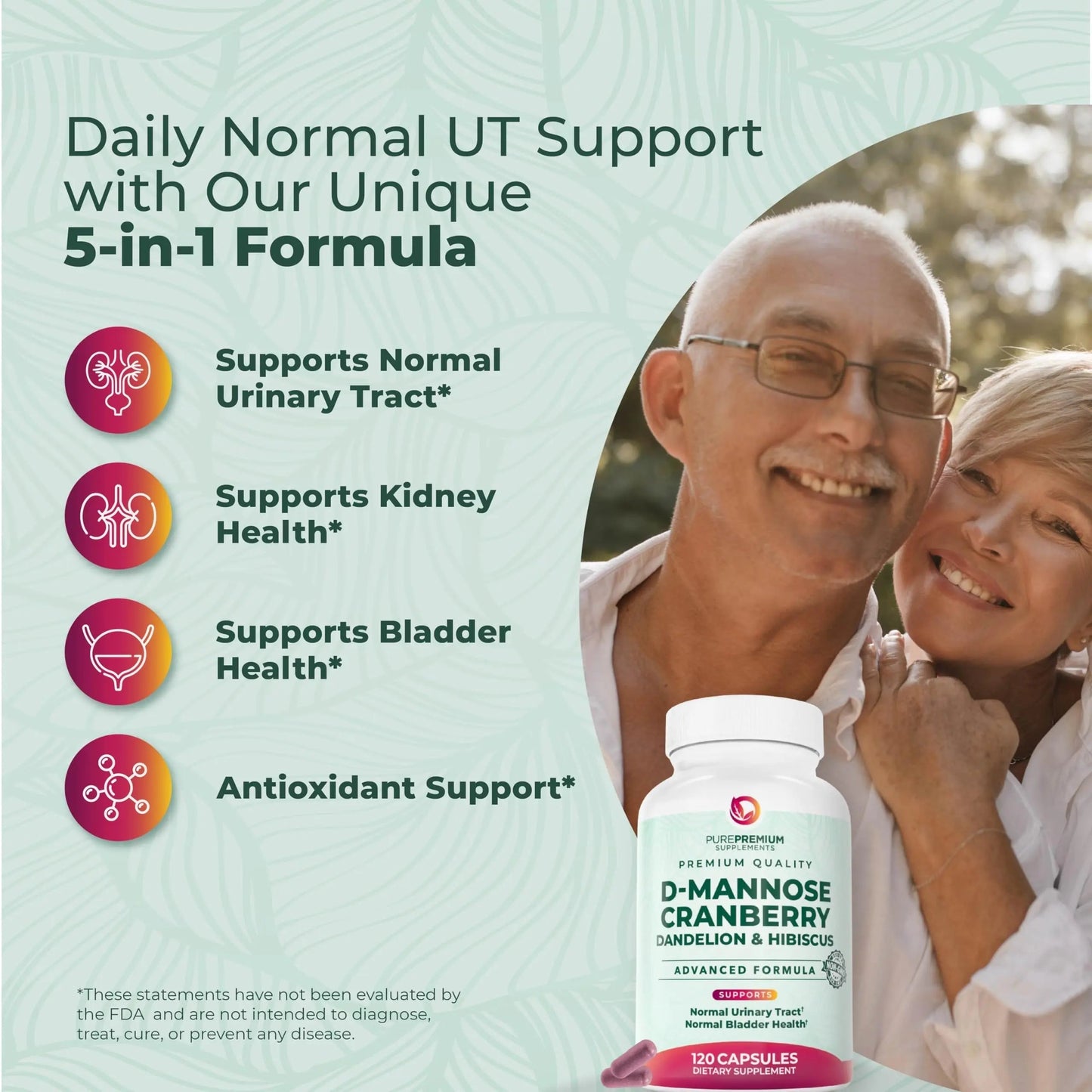 PurePremium D-Mannose with Cranberry, Hibiscus & Dandelion - 1000mg D-Mannose Supplements for Women Supports Urinary Tract Health & Bladder Health - Made in USA, Vegan, 120 Capsules, 2 Month Supply PurePremium SupplementsBuy Supplements Australia