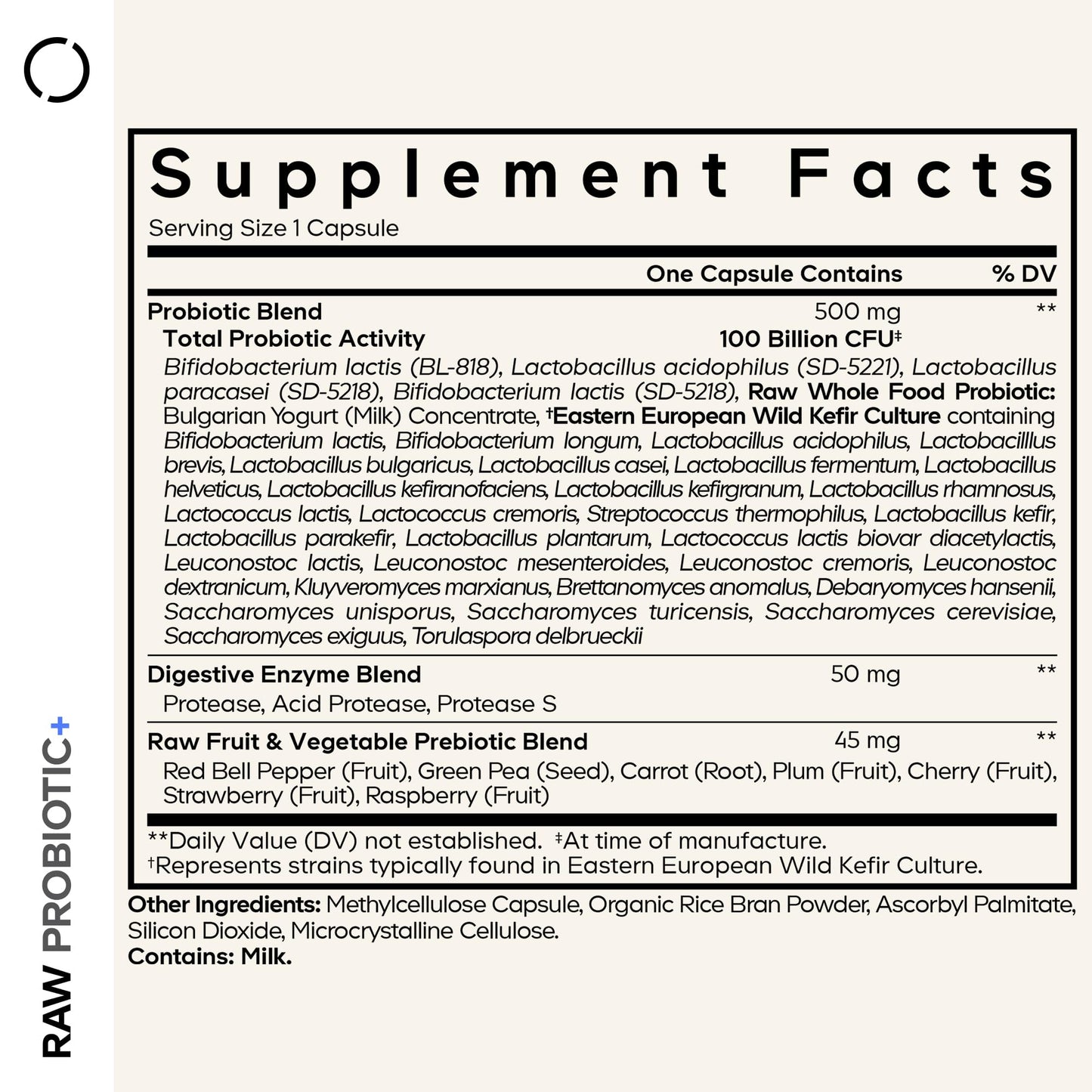 Codeage Raw Probiotic+ Supplement - 34 Probiotic Strains, 100 Billion CFUs, Raw Whole Food Probiotics, Digestive Enzymes, Raw Fruits & Veggies Prebiotics - Wild Kefir Culture - Non-GMO - 30 Capsules CodeageBuy Supplements Australia
