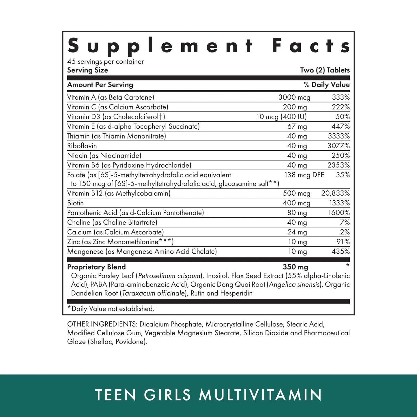 MICHAEL'S Health Naturopathic Programs Teen Girls Multivitamin - 90 Vegetarian Tablets - with B Complex Vitamins MICHAEL'S