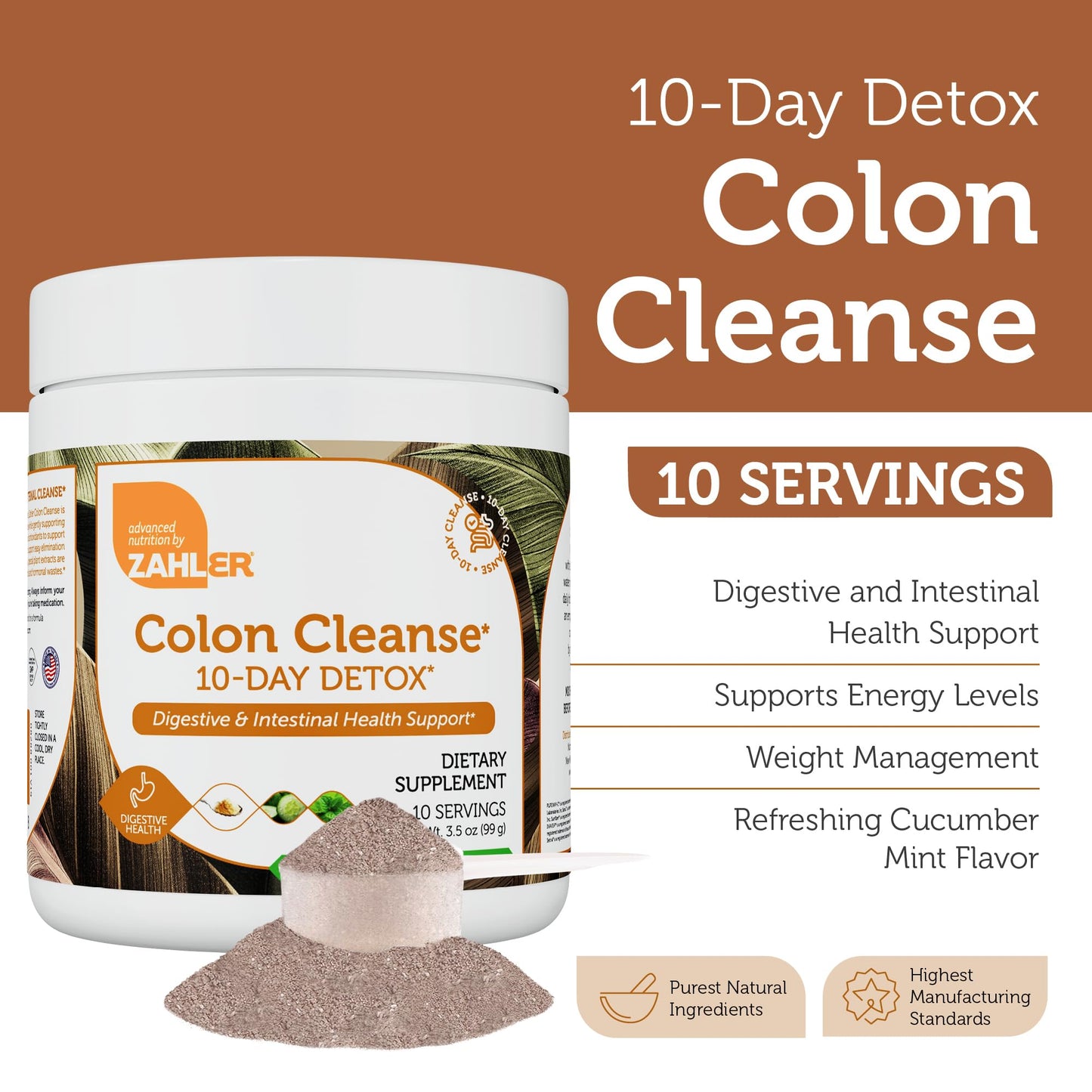 Zahler Colon Cleanse 10-Day Detox Cleanse - Cucumber Mint Flavor - Herbal Digestive Wellness - Colon Cleanser & Detox for Bowel Movement, Body Detox, Digestion Aid for Women and Men - 3.5 oz Jar ZahlerBuy Supplements Australia