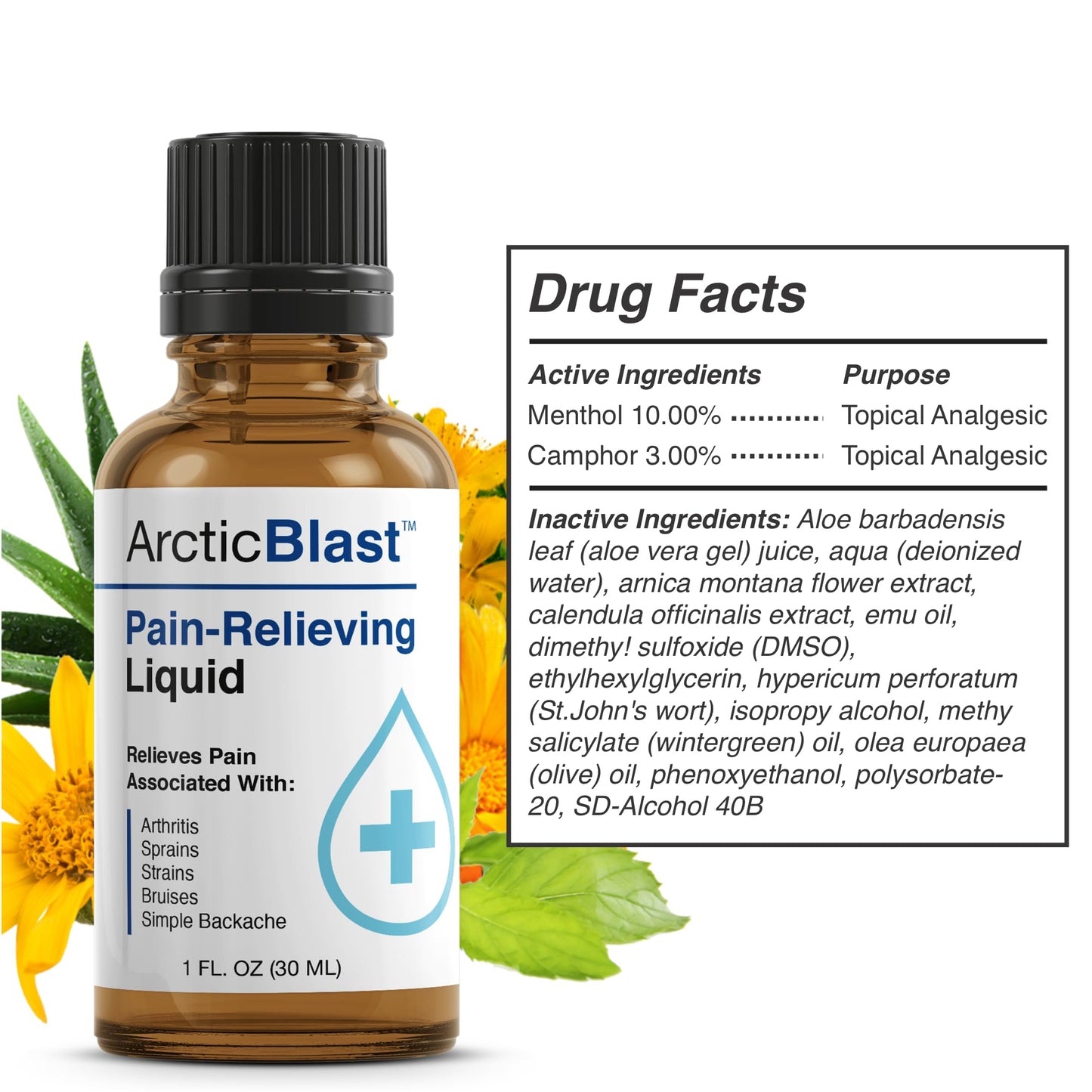 N Labs Arctic Blast Premium Topical Pain Relief Drops – Fast Absorbing DMSO, Menthol & Camphor for Back, Knee, Shoulder, Joint & Muscle Pain – Cooling Rub Formula – Made in USA – 1 fl oz N-LabsBuy Supplements Australia