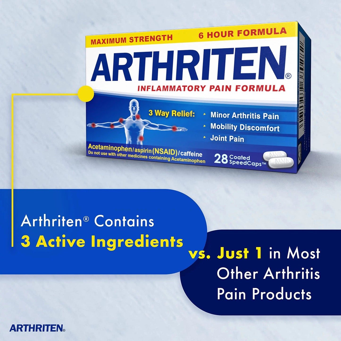 Arthriten Inflammatory Pain Formula Caplets with 3 Active Ingredients: Aspirin, Acetaminophen & Caffeine, White, 28 Count (Pack of 1) ArthritenBuy Supplements Australia