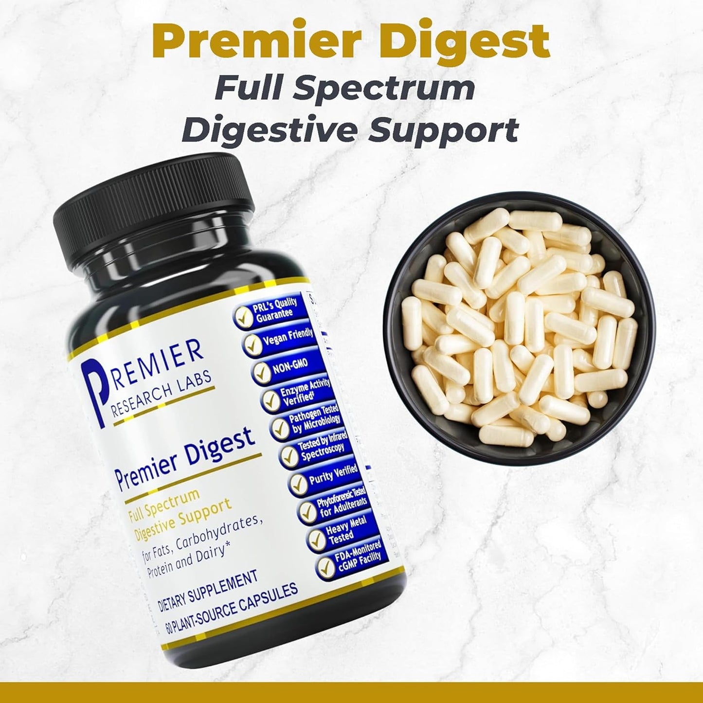Premier Research Labs Active Digestive Enzymes with Probiotic and Prebiotics - Promotes Full-Spectrum Digestive Support - with Amylase, Protease & Lipase, 60 Plant-Sourced Capsules Premier Research LabsBuy Supplements Australia