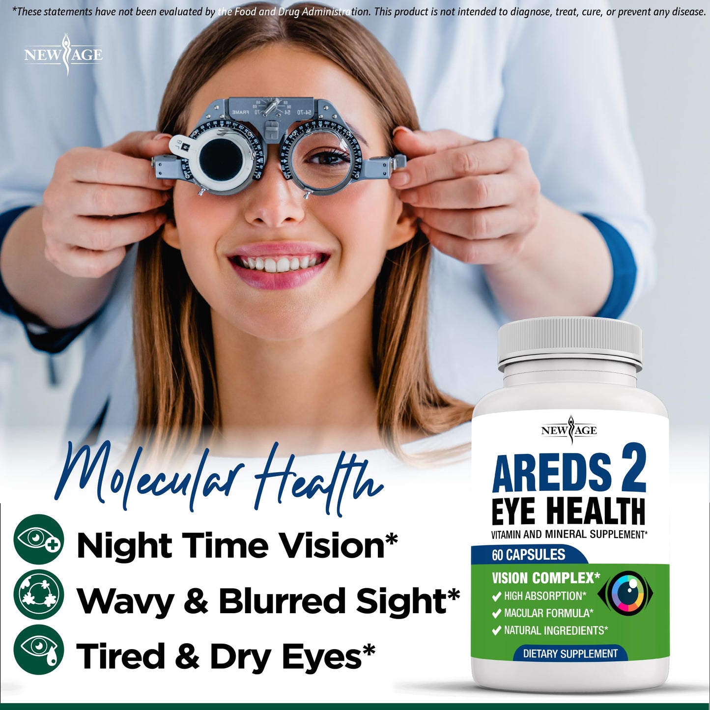 NEW AGE AREDS 2 Eye Vitamins - Lutein, Zeaxanthin, Bilberry, Astaxanthin Mineral Vision Supplement - 180 Count NEW AGEBuy Supplements Australia