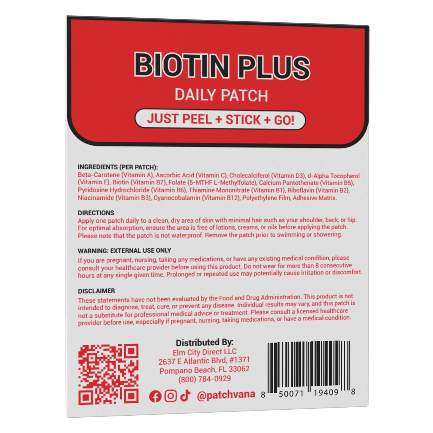 Patchvana Biotin Plus Patch for Women & Men, 1 Month Supply, 30 Patches Patchvana buy supplements Au