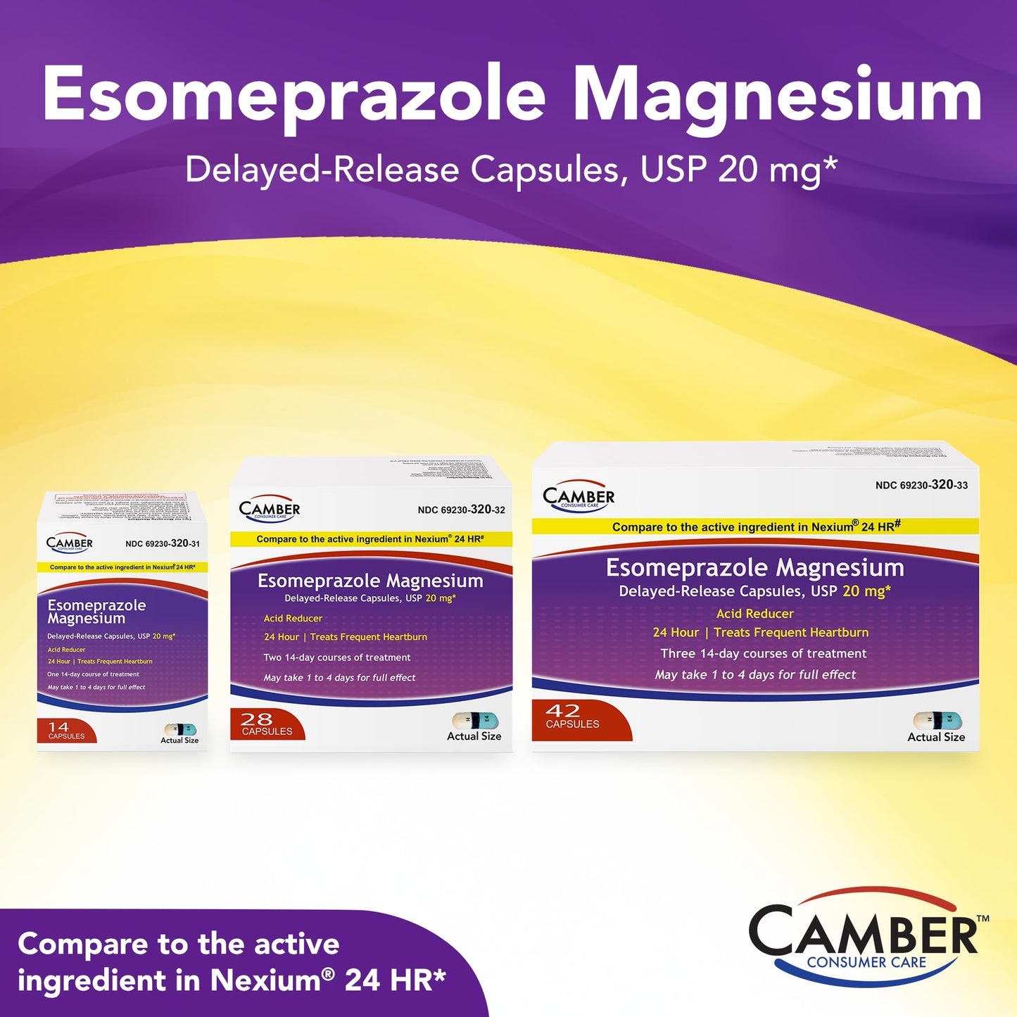 Camber Esomeprazole Magnesium USP 20mg, Delayed Release Capsules, Treats Frequent Heartburn (42 Count) CAMBER PHARMACEUTICALS, INC buy supplements Au