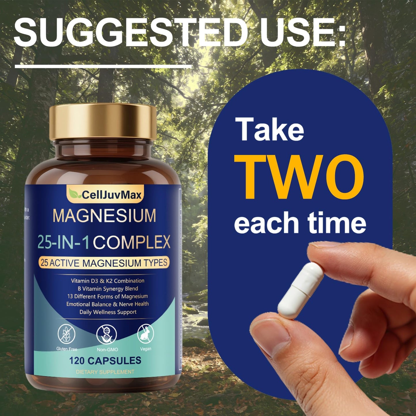 25-in-1 Magnesium Complex | Multi-Form Absorbable Blend for Daily Nutritional Support, 120 Vegan Caps (1) PBZPBZ buy supplements Au