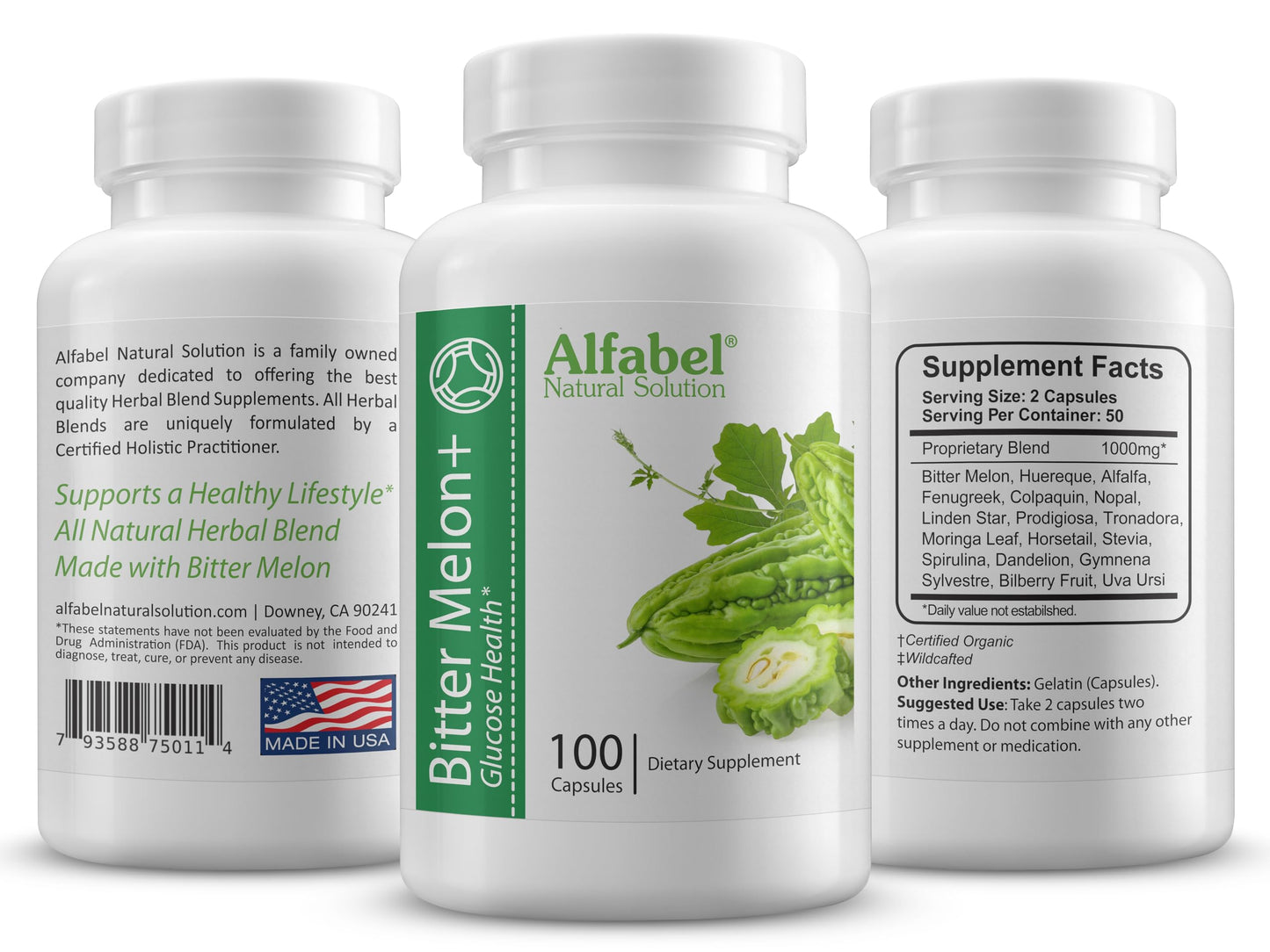 Bitter Melon Plus Herbal Blend - 18 Super Herbs - 100 Capsules - All Natural Glucose Health Alfabel Natural Solution buy supplements Au