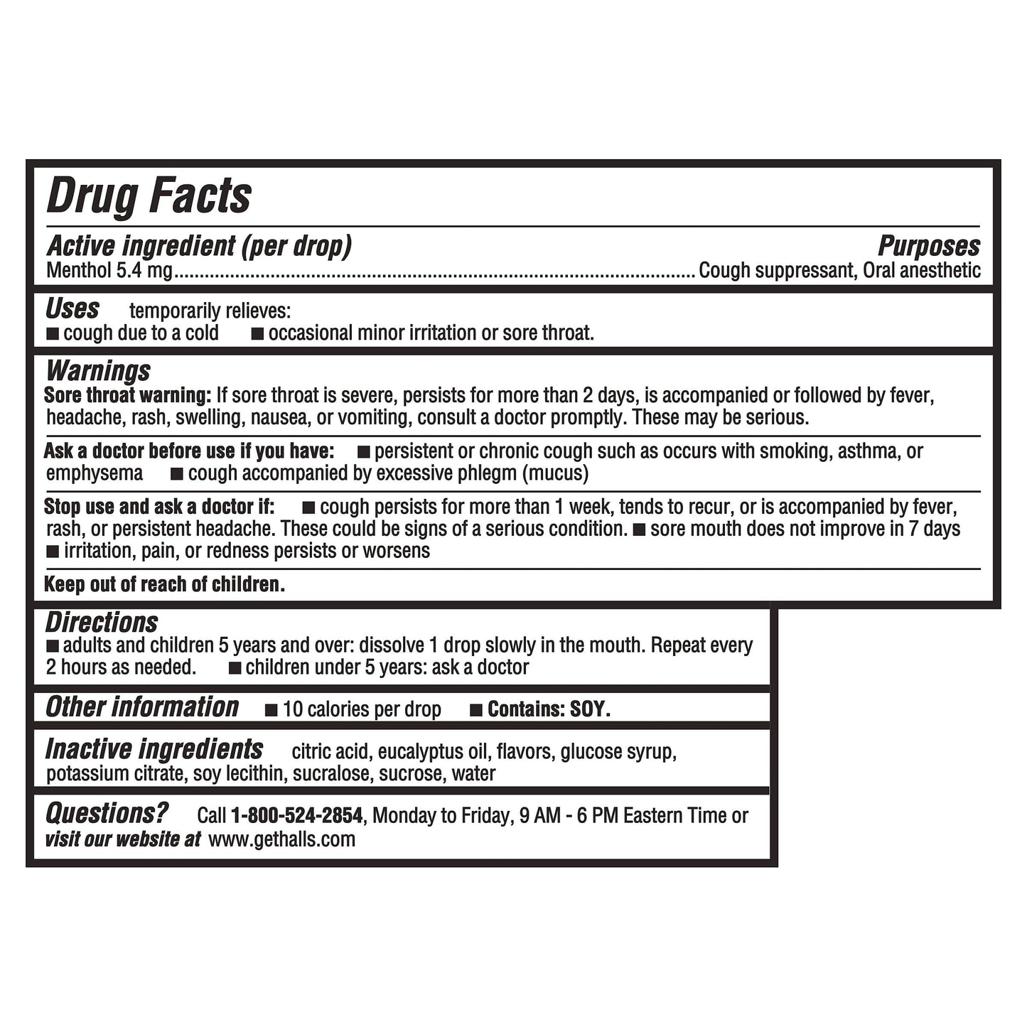 HALLS Cough and Throat Relief Mentho-Lyptus Cough Drops, 30 Drops