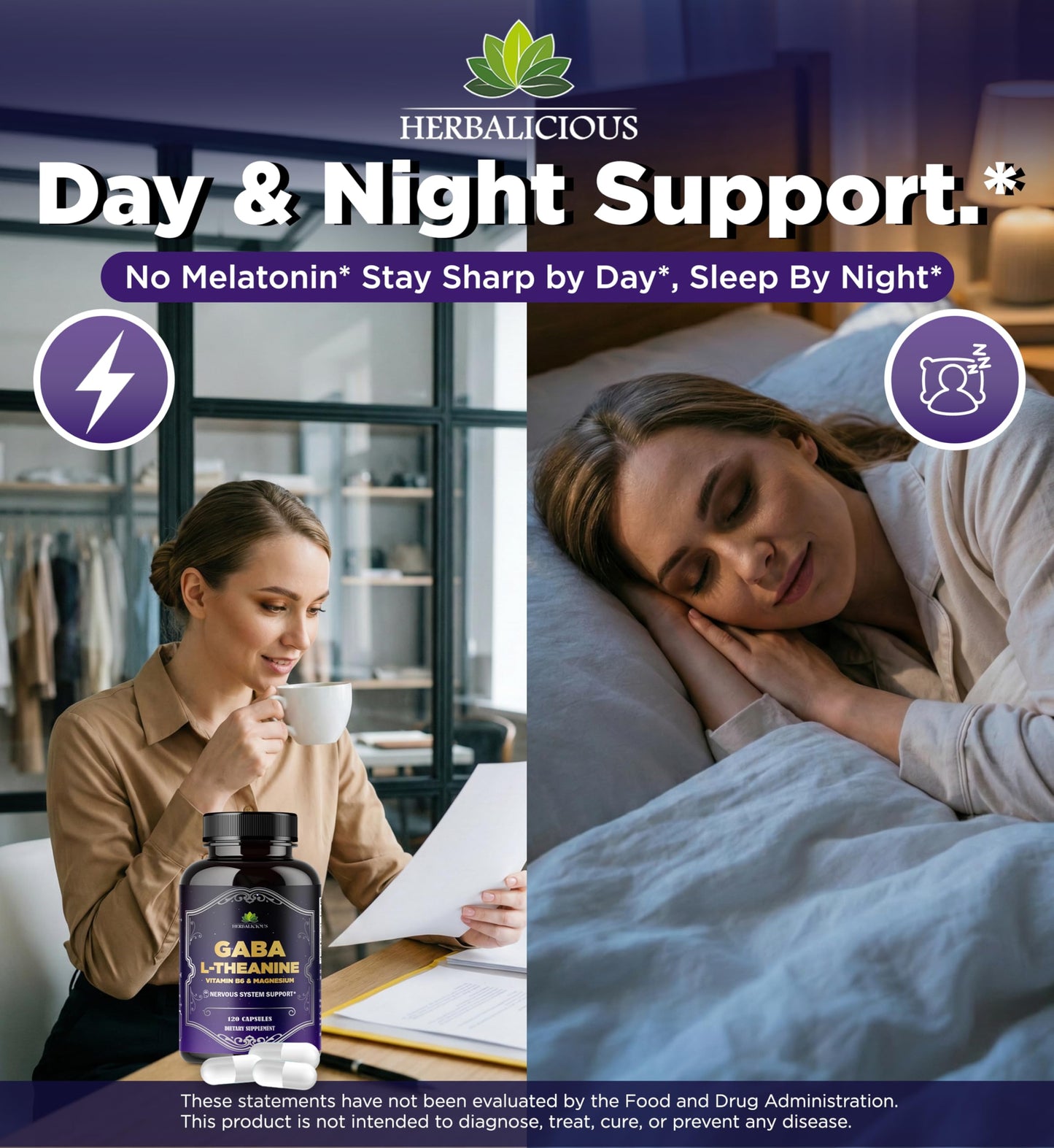 HERBALICIOUS GABA L-Theanine with Magnesium – Calm & Focus Support, Stress Relief, Relaxation + Mood Balance, Brain & Memory Support Supplement – Vitamin B6 + B12 Complex – 120 Capsules HERBALICIOUSBuy Supplements Australia