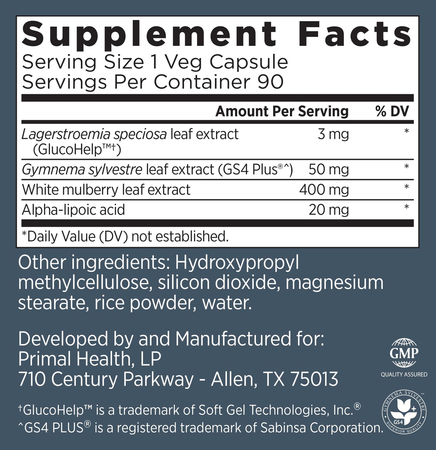 Primal Labs GlucoBurn Support Supplement with White Mulberry Leaf Extract and Alpha Lipoic Acid, 90 Veg capsules Primal LabsBuy Supplements Australia