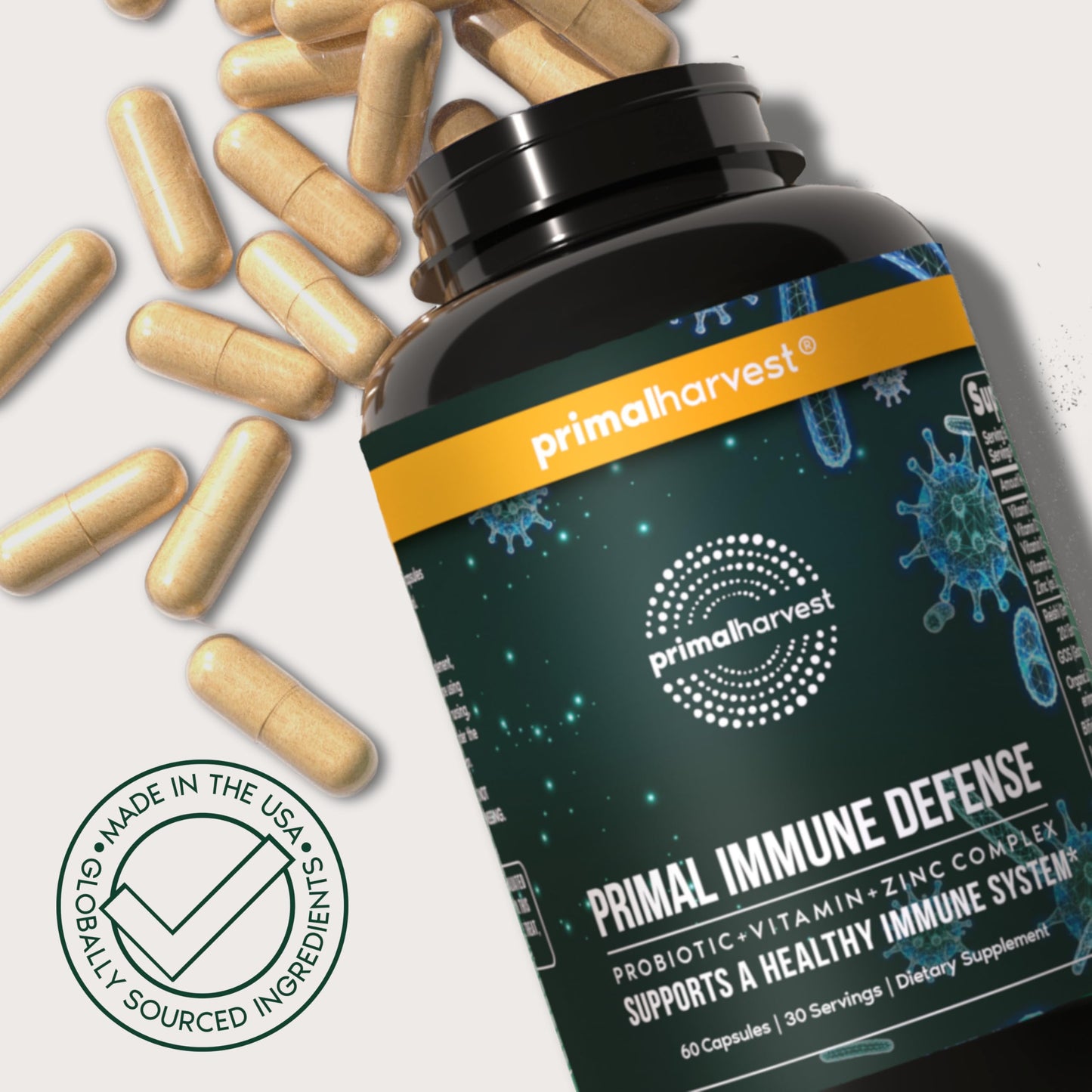 Primal Harvest Immune Defense 10-in-1 Supplement with Probiotics, Zinc, and Vitamins C, D3, K2, B6 Daily Immune Support for Adults Primal Harvest buy supplements Au