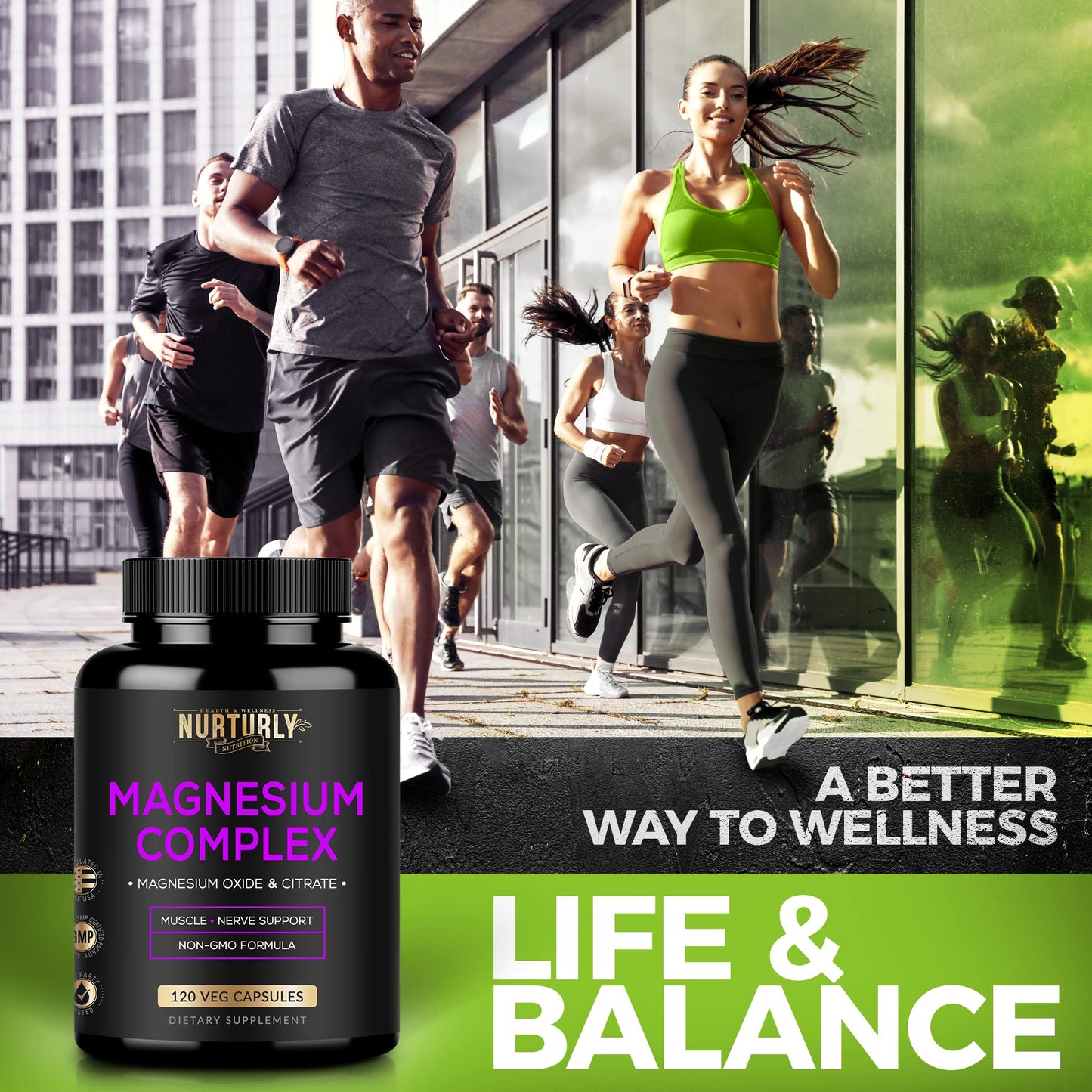Magnesium Citrate & Oxide 500mg Complex Supplement - High Absorption Maximum Strength - Helps Support Bone Density and Strength, Muscles, Energy and Sleep - 120 Vegan Capsules NURTURLY buy supplements Au