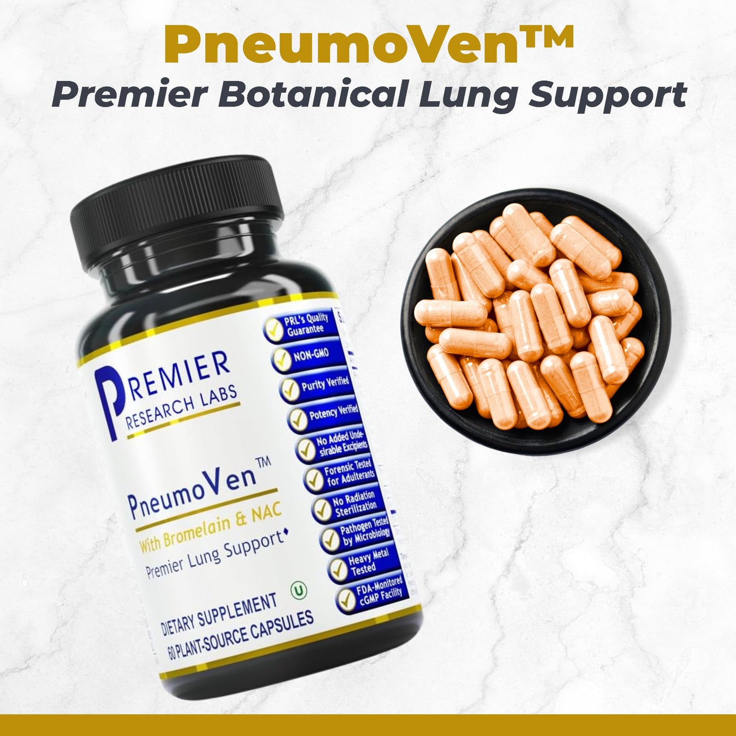 Premier Research Labs PneumoVen - Lung Support Supplement w/Bromelain & NAC, Lung Health Support Vitamins, Lung Cleanse - 60 Capsules Premier Research LabsBuy Supplements Australia