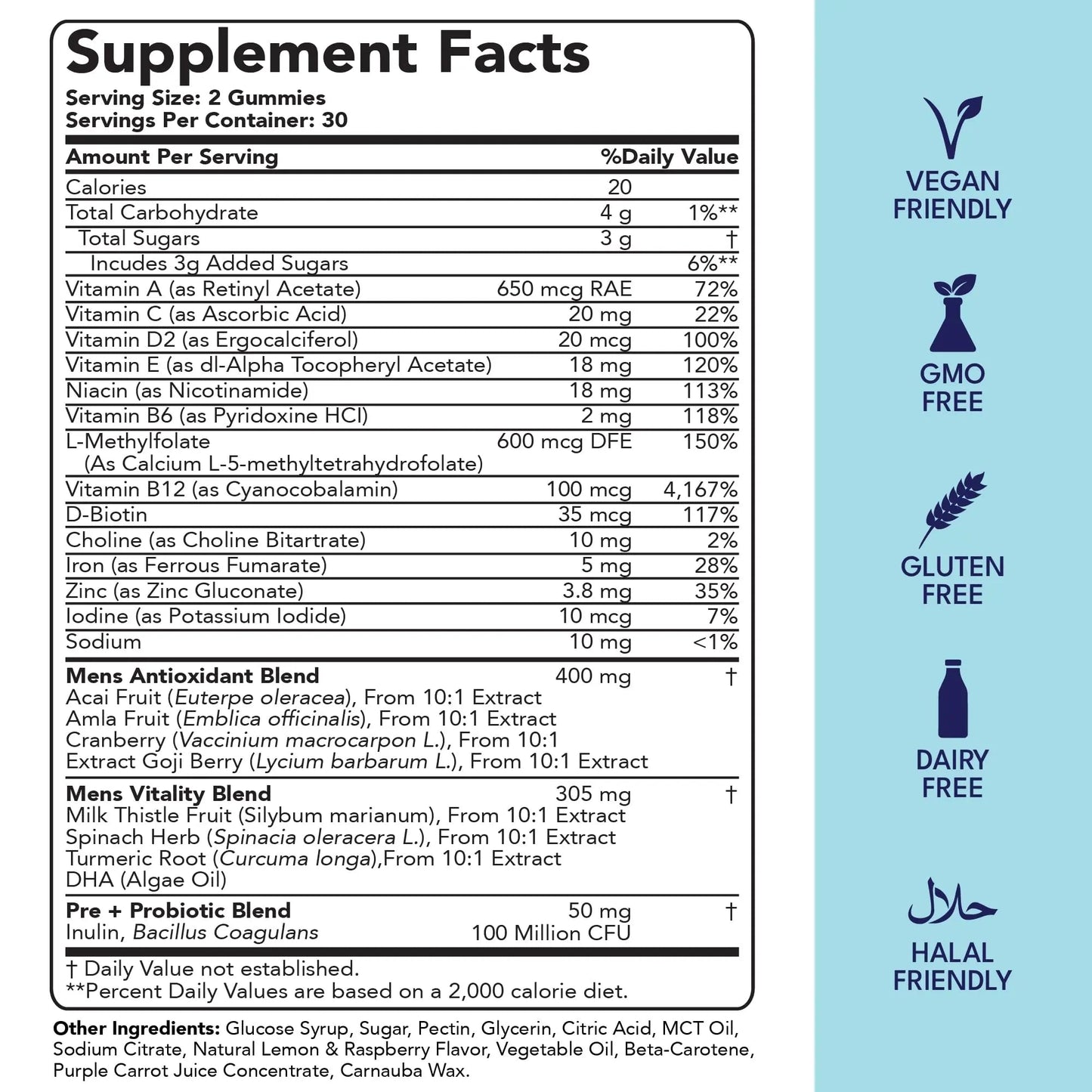 Sakoon nutrition Men's Multivitamin Gummies with Probiotics and Prebiotics, Adult Multivitamin A, C, D, E, B & More Sakoon nutrition