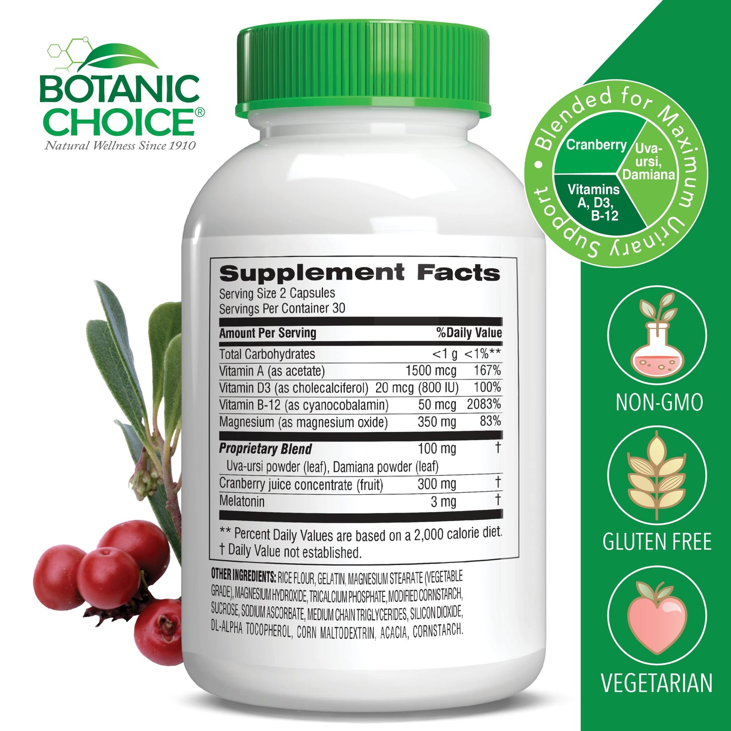 Botanic Choice Pro-Advanced Urinary Formula-Blend for Urinary Tract Health Support - Magnesium Cranberry Uva Ursi Damiana - 60 Capsules Botanic ChoiceBuy Supplements Australia