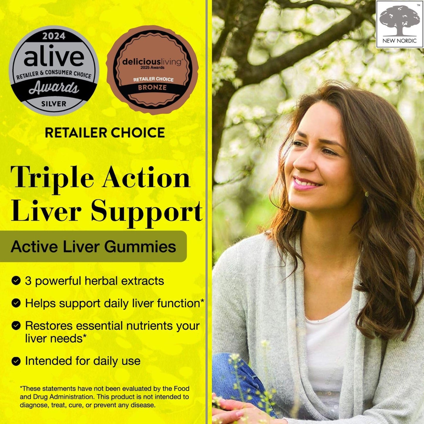 NEW NORDIC Active Liver Gummies, Milk Thistle, Artichoke & Turmeric Supplement, Natural Peach Mango Flavor, Sugar Free & Vegan, 60 Count (Pack of 1) NEW NORDICBuy Supplements Australia