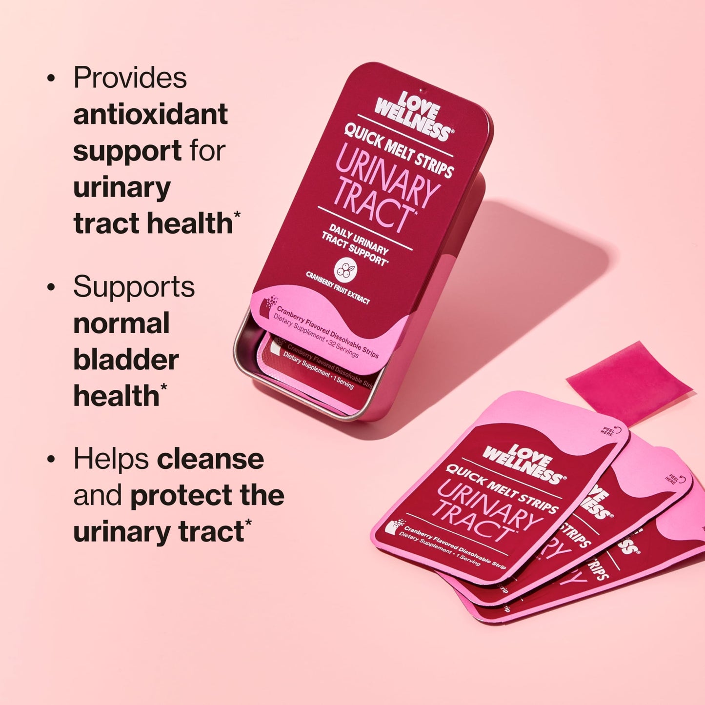 Love Wellness Urinary Tract* Quick Melt Strips - Fast-Dissolving UT Support with 36 mg PACs from Cranberry Fruit Extract - Promotes Urinary Health* - No Water Needed - Vegan and Sugar Free - 32 Strips Love WellnessBuy Supplements Australia