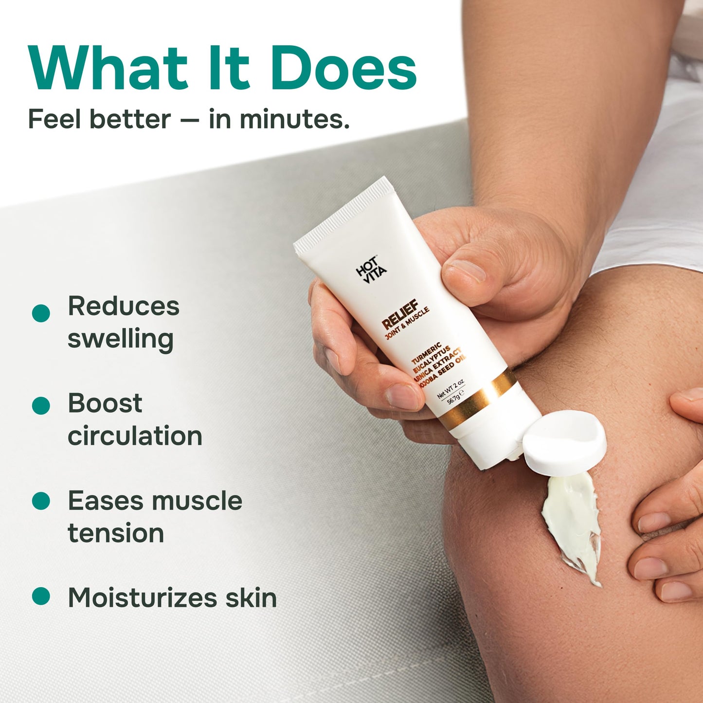 Hot Vita Relief Gel - Plant-Based Cooling Gel with Arnica, Turmeric & Eucalyptus - Soothing Formula for Muscle Fatigue, Tired Legs Hot VitaBuy Supplements Australia
