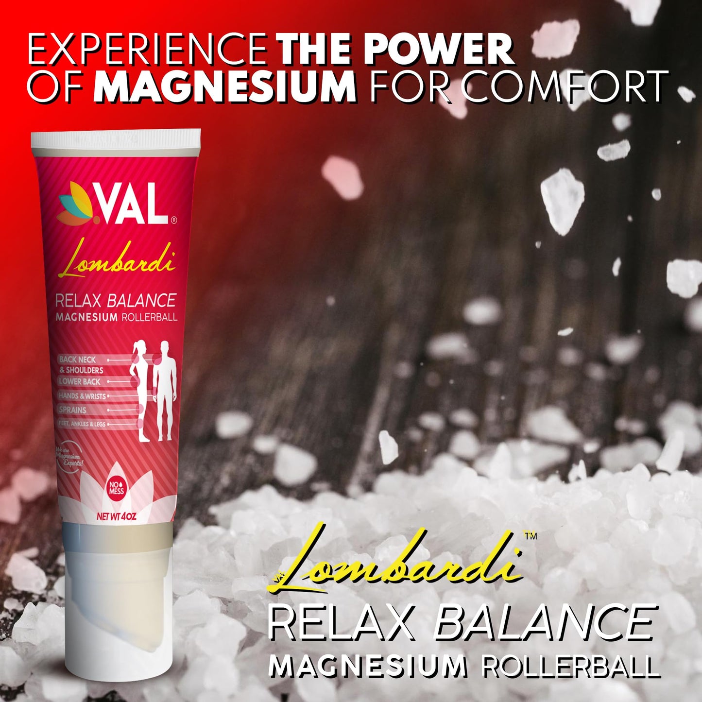 VAL Lombardi Relax Balance Magnesium Rollerball | Zechstein Magnesium + Herbal Extracts | Joint & Muscle Relief for Neck, Back, Legs | No Mess, Non-Greasy | 4oz VALBuy Supplements Australia