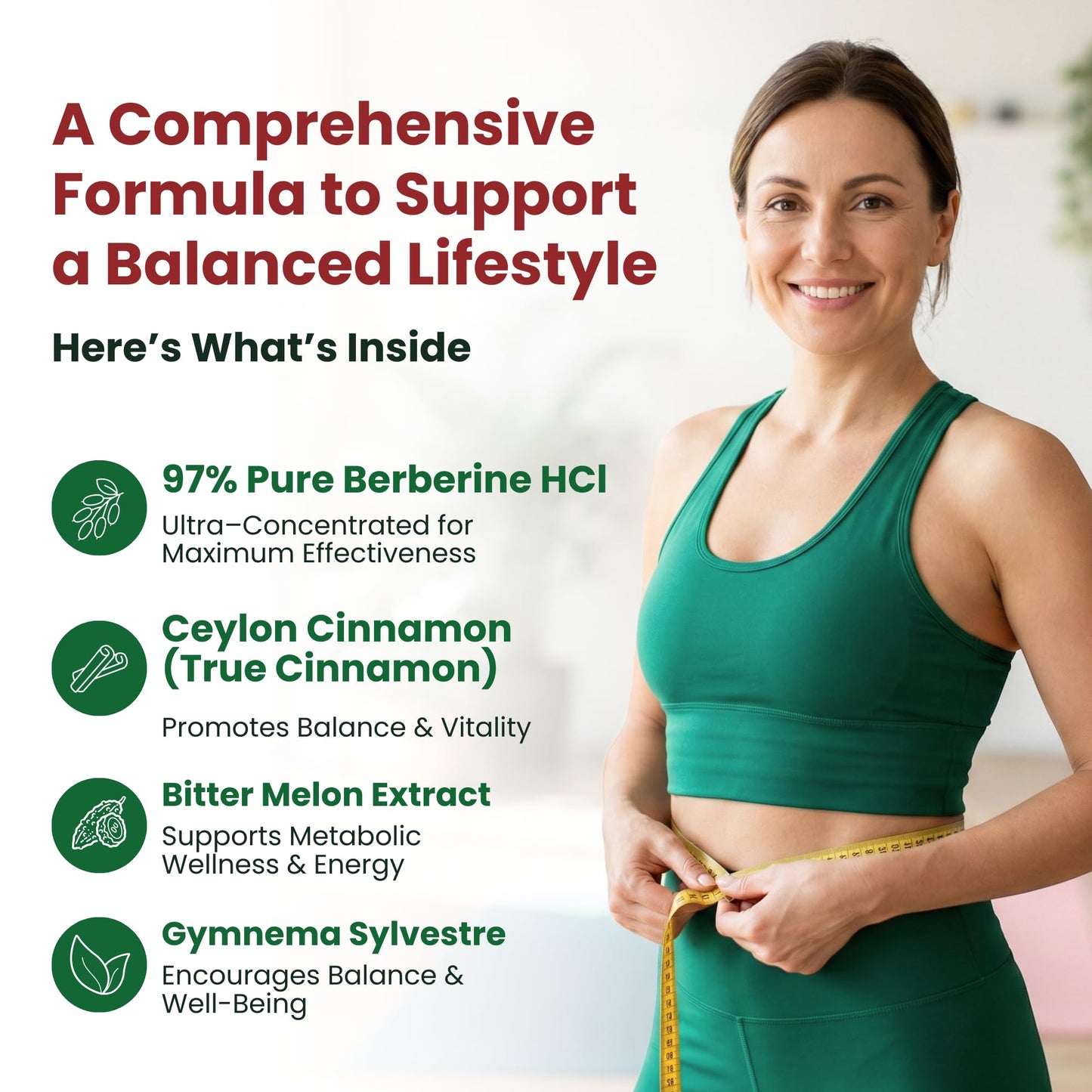 ForestLeaf Berberine Supplement - 1300mg per Serving - Ultra High Potency Berberine HCl with Ceylon Cinnamon, Bitter Melon & Gymnema