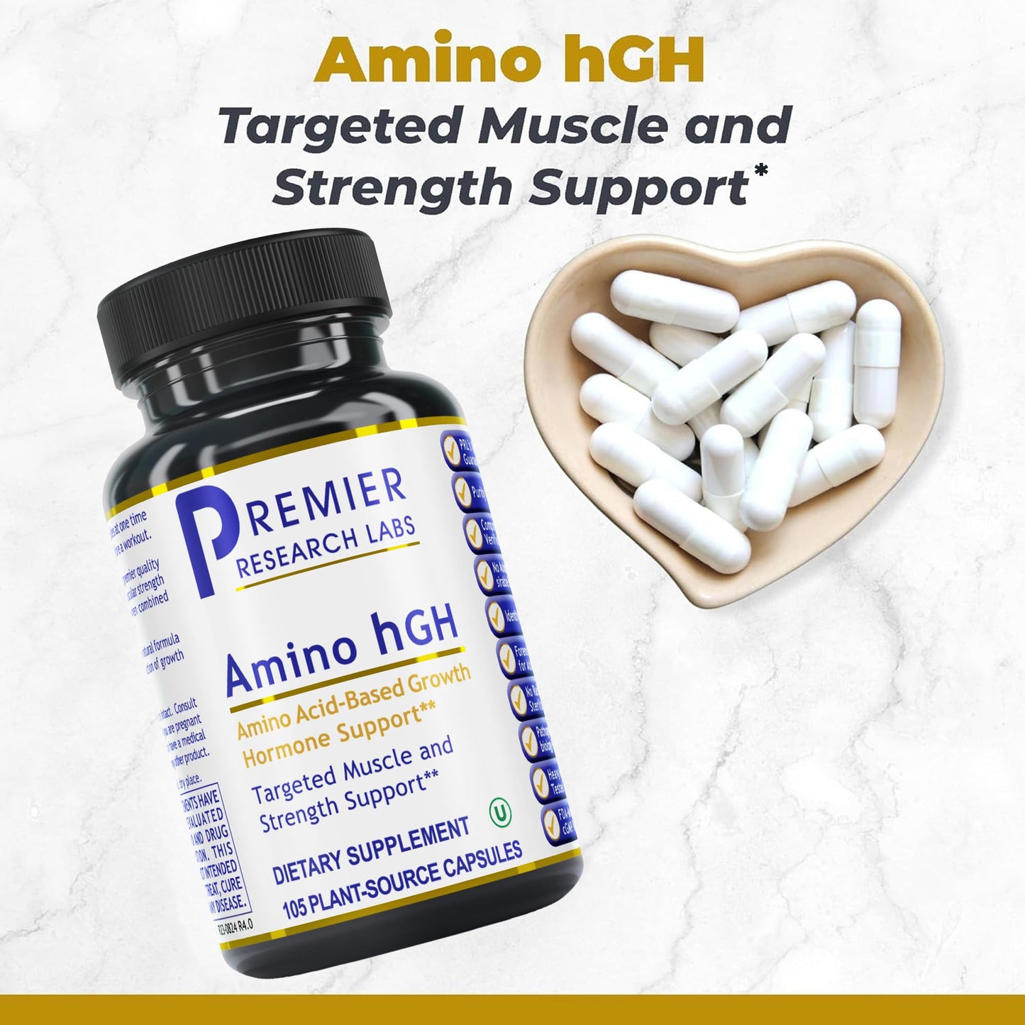 Premier Research Labs Amino HGH - HGH Supplements for Men, HGH Supplements for Women, Amino Acids, L-Arginine, L-Lysine, HGH Enhancer, Support Human Growth Hormone and Muscle Growth - 105 Capsules Premier Research LabsBuy Supplements Australia