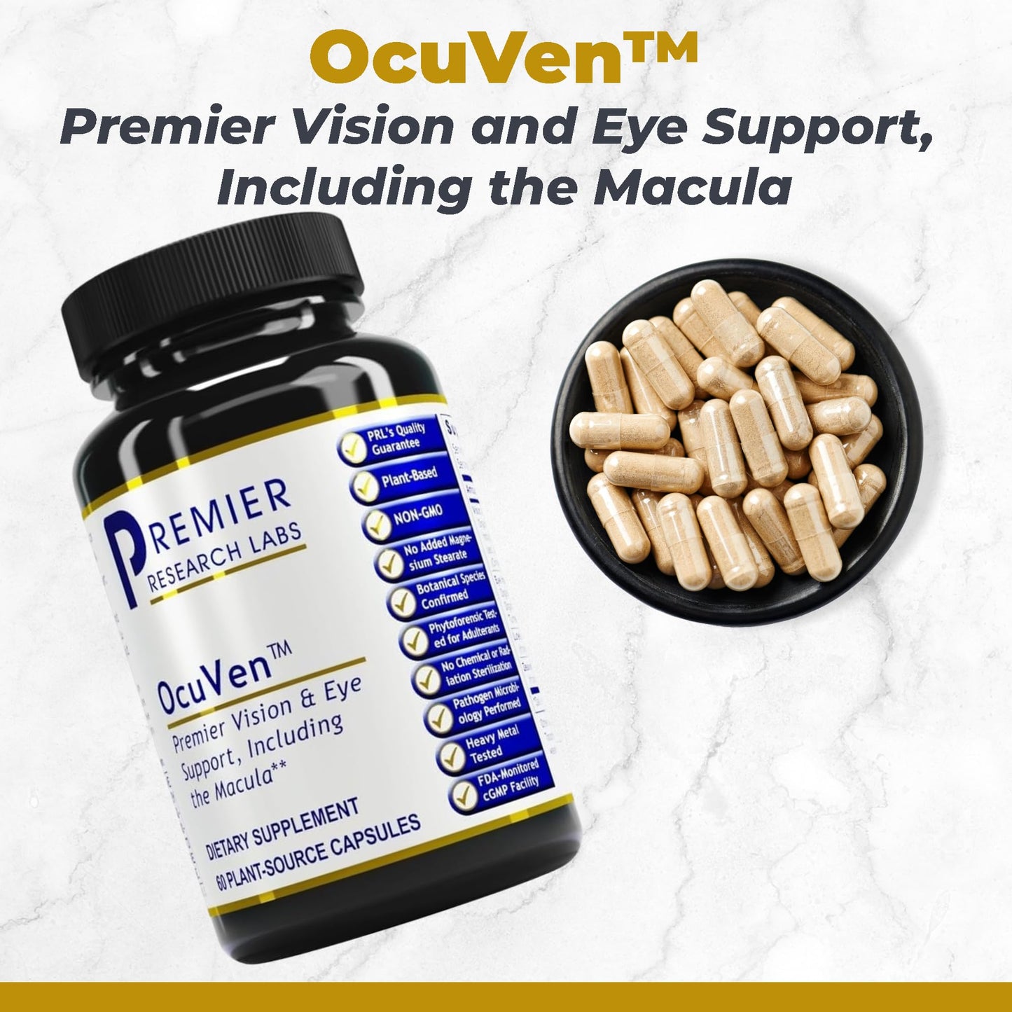 Premier Research Labs OcuVen - Lutein and Zeaxanthin Supplement, Eye Vitamins, Eye Health Supplements for Adults & Seniors, Vision Supplements, Macular Health, Eye Care - 60 Vegetarian Capsules Premier Research LabsBuy Supplements Australia