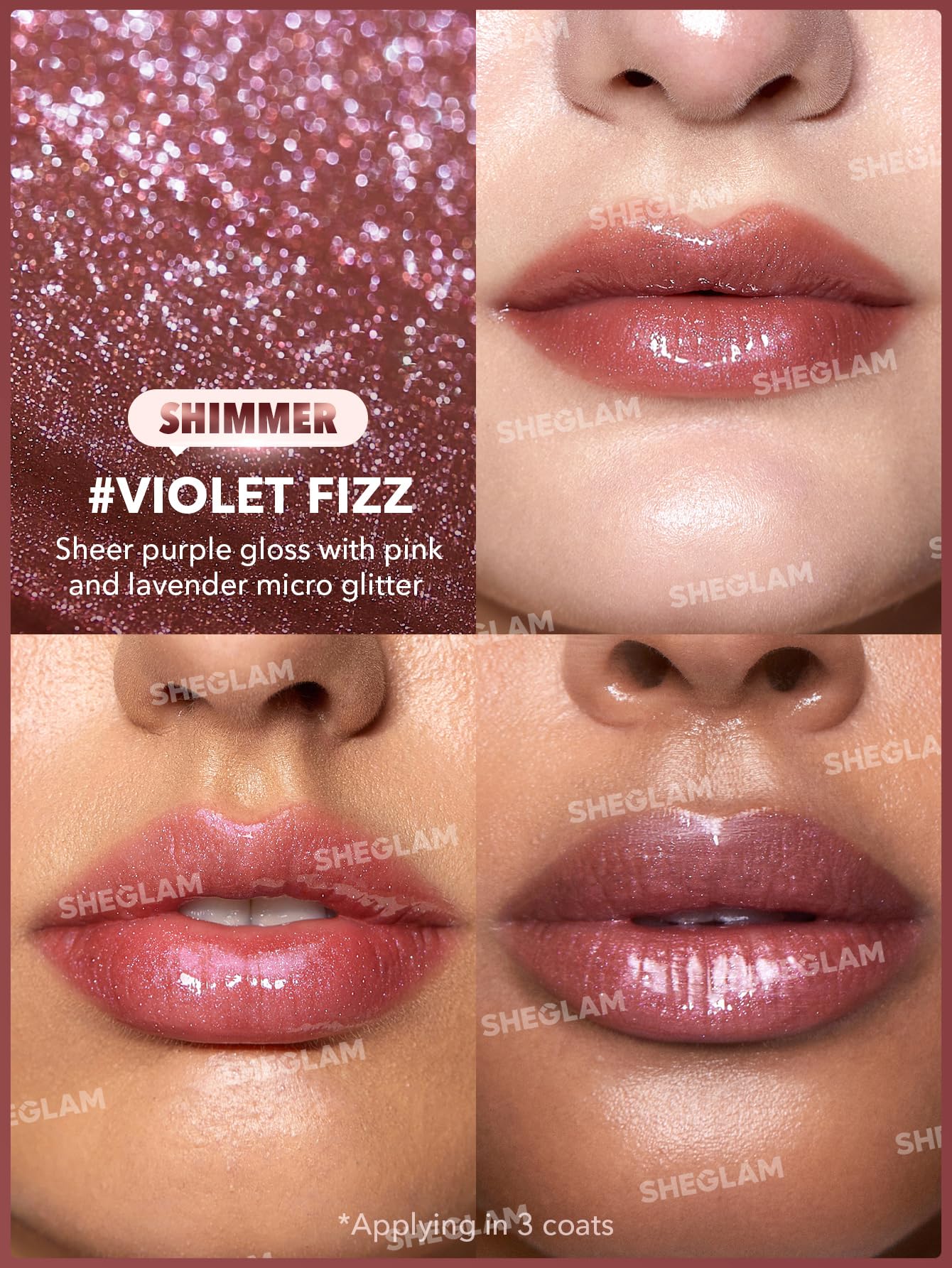 SHEGLAM Pout-Perfect Moisturizing Solid Lip Gloss Shimmer Lip Plumper - Violet Fizz SHEGLAMBuy Supplements Australia