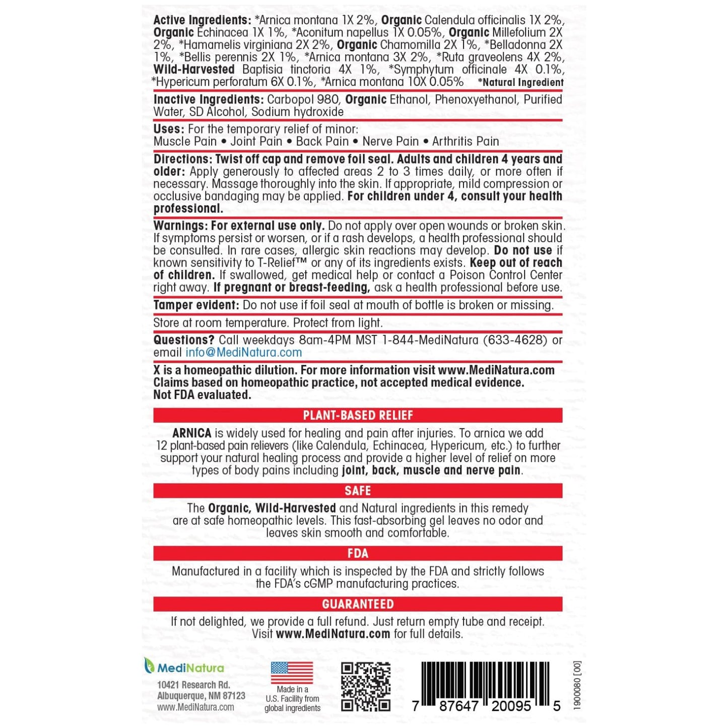 T-Relief Arnica +12 Gel - 8.75 oz. MediNaturaBuy Supplements Australia