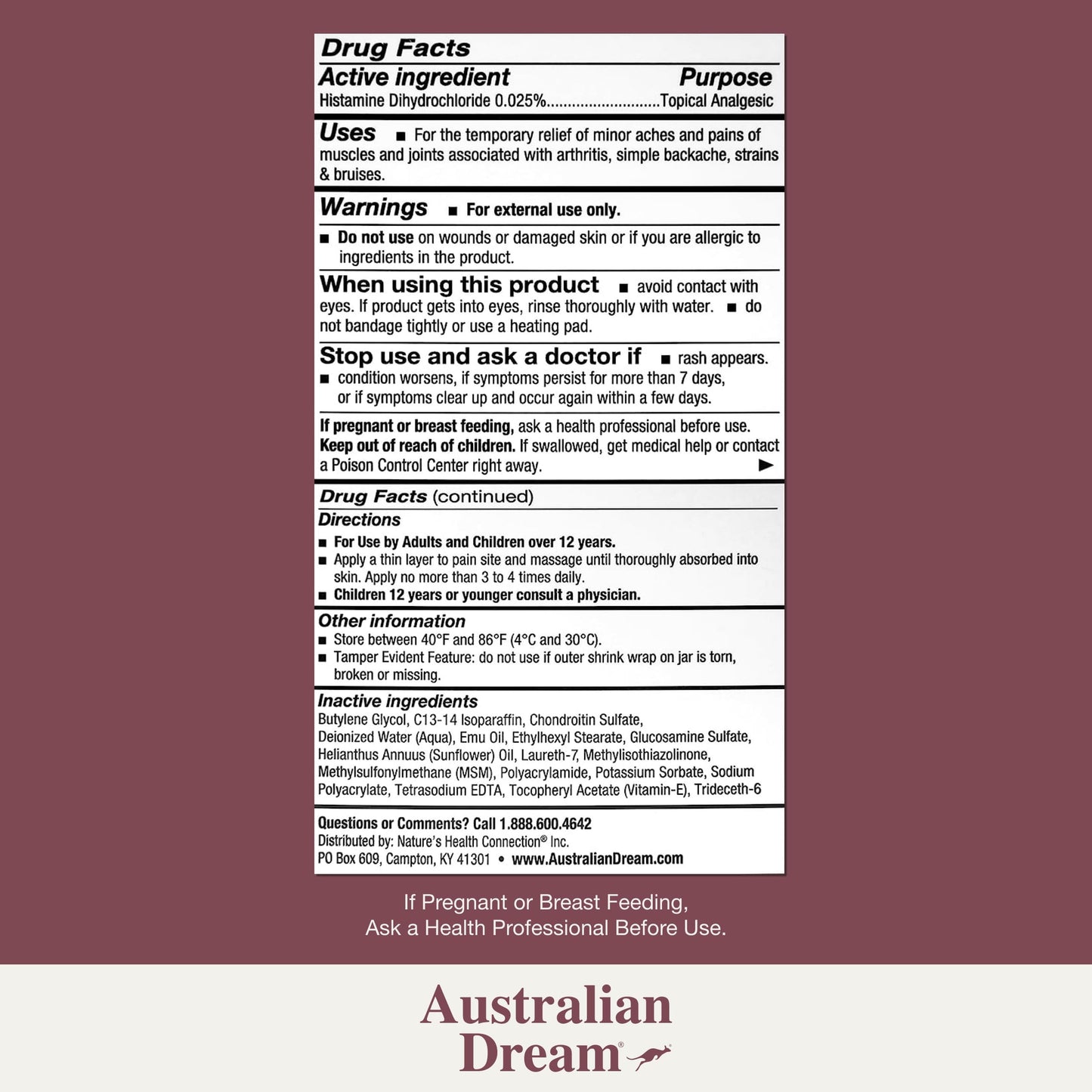 Australian Dream Arthritis Pain Relief Cream - Soothing & Non-Greasy - Powerful Topical Arthritis Pain Relief - Good for Muscle Aches or Joints - 2 oz Jar Australian DreamBuy Supplements Australia