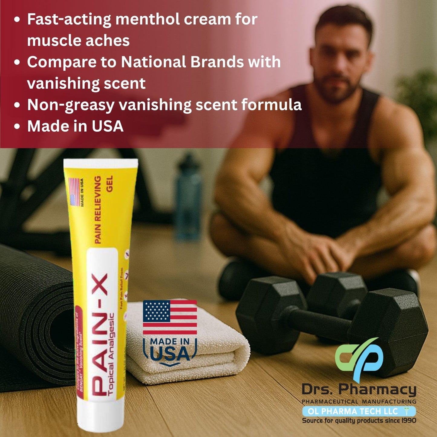 Drs. Pharmacy Pain-X Menthol Cream – Targeted Muscle & Joint Relief – 1.75 oz, Made in USA Drs. PharmacyBuy Supplements Australia
