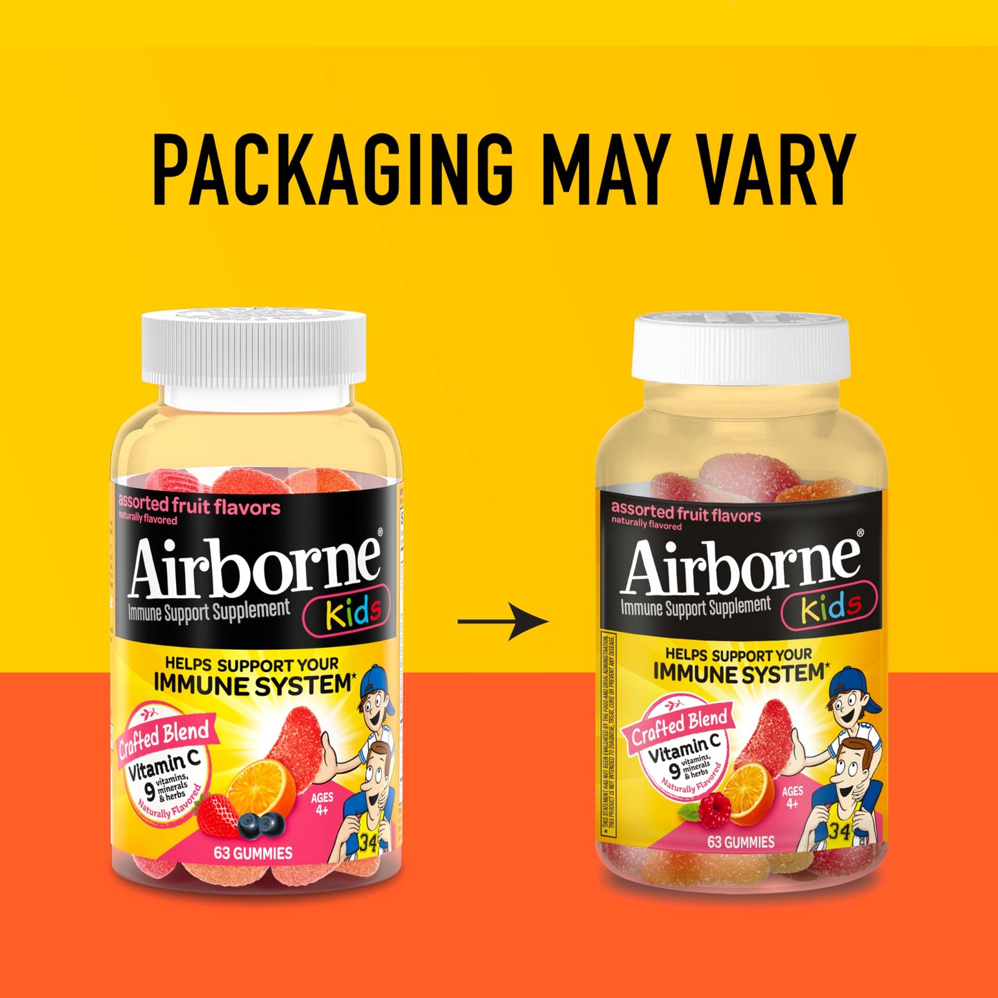 Airborne 500mg Vitamin C + Zinc Immune Support Supplement Gummies for Kids, Assorted Fruit Flavor, Gluten Free Crafted Blend