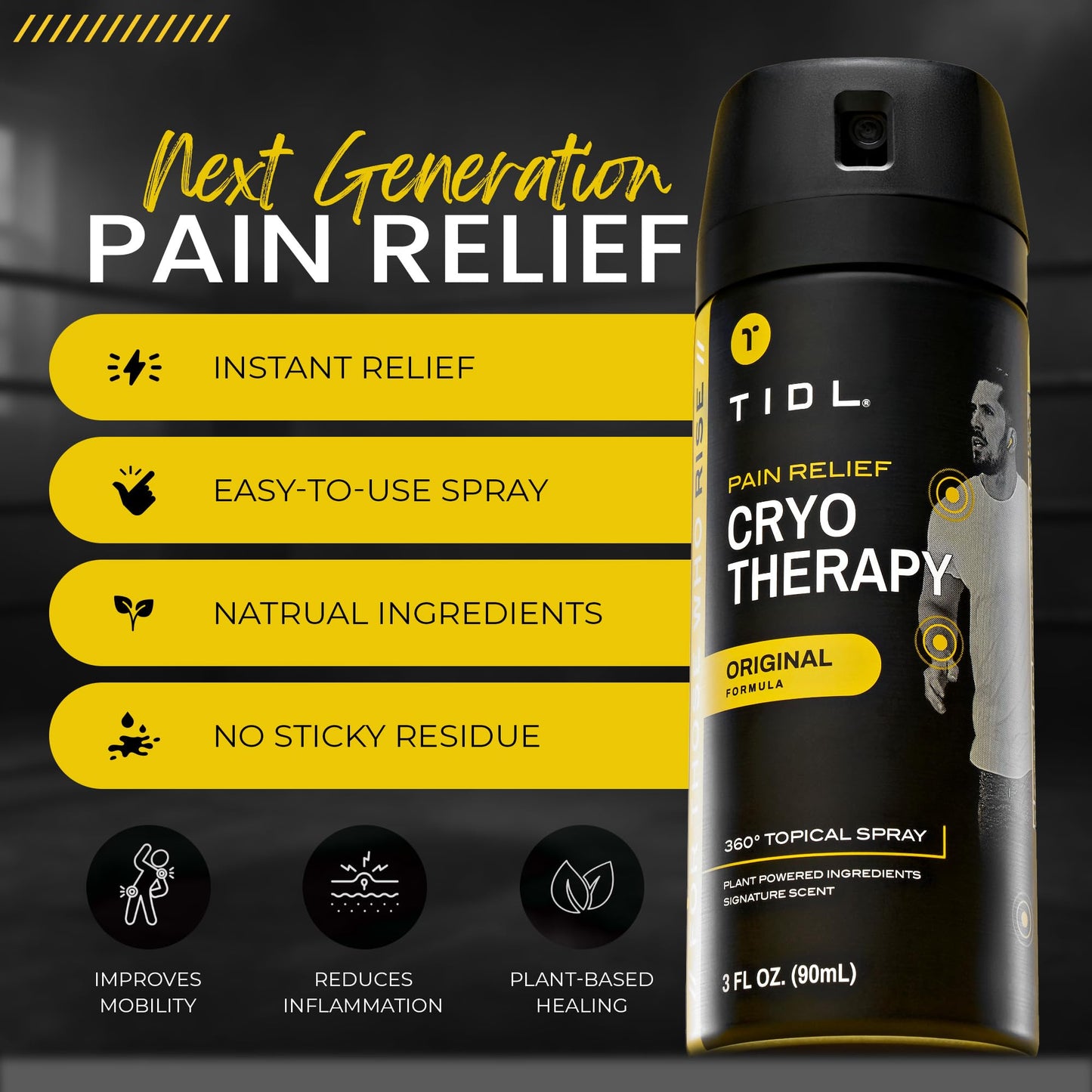 TIDL Pain Relief Spray Bundle – Morning, Cryotherapy & Evening Therapy – 3 x 3oz Sprays for Muscle, Joint, Neck, Back & Knee Pain Relief – Plant-Based Menthol Day & Night Care TIDLBuy Supplements Australia